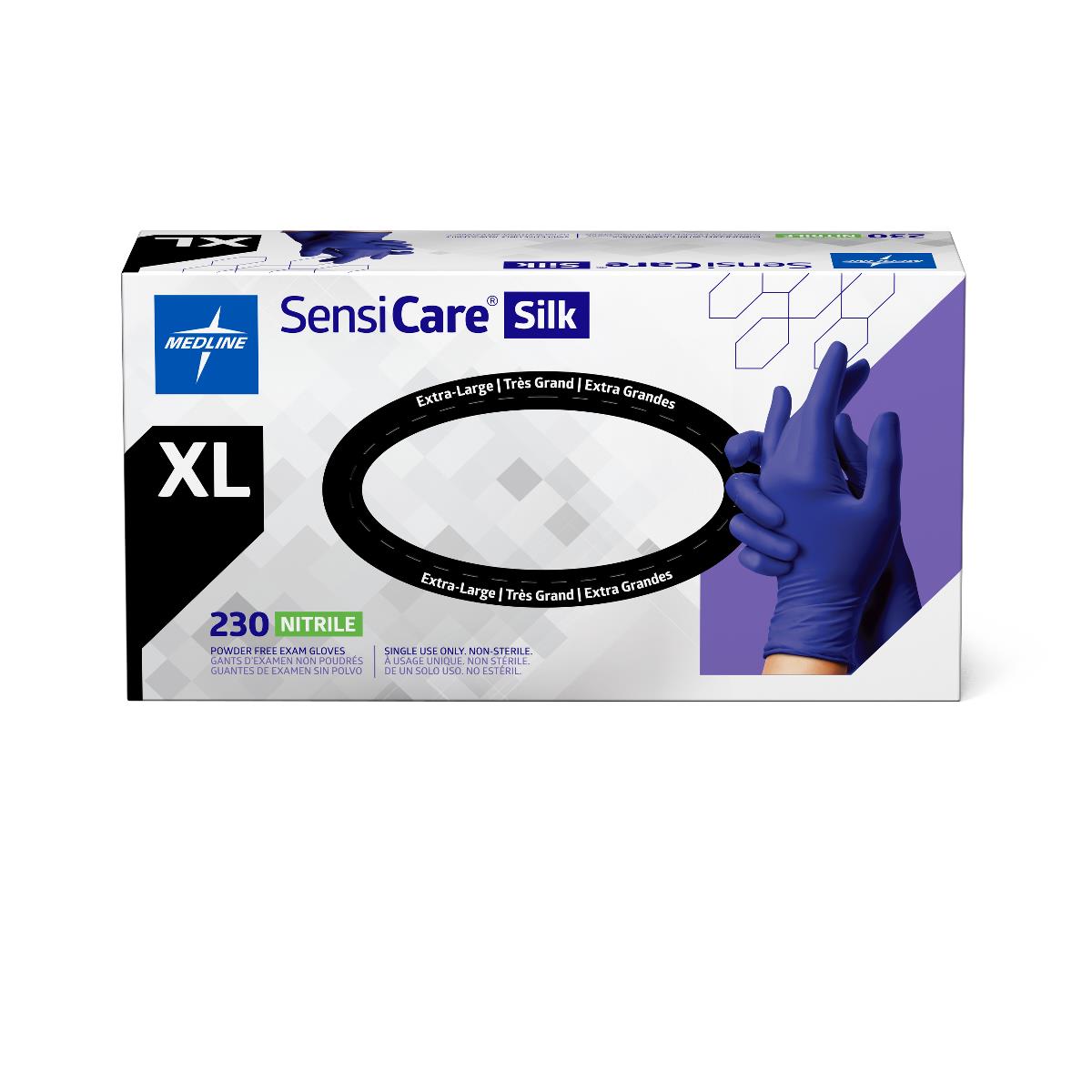 Medline SensiCare Silk Powder-Free Nitrile Exam Gloves