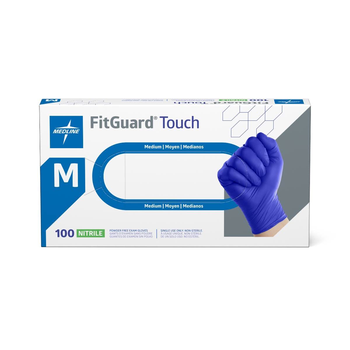 Medline FitGuard Touch Powder-Free Nitrile Exam Gloves