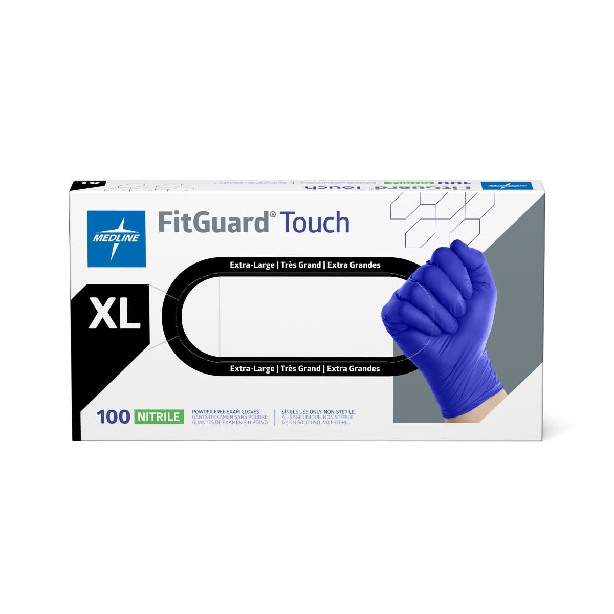 Medline FitGuard Touch Powder-Free Nitrile Exam Gloves