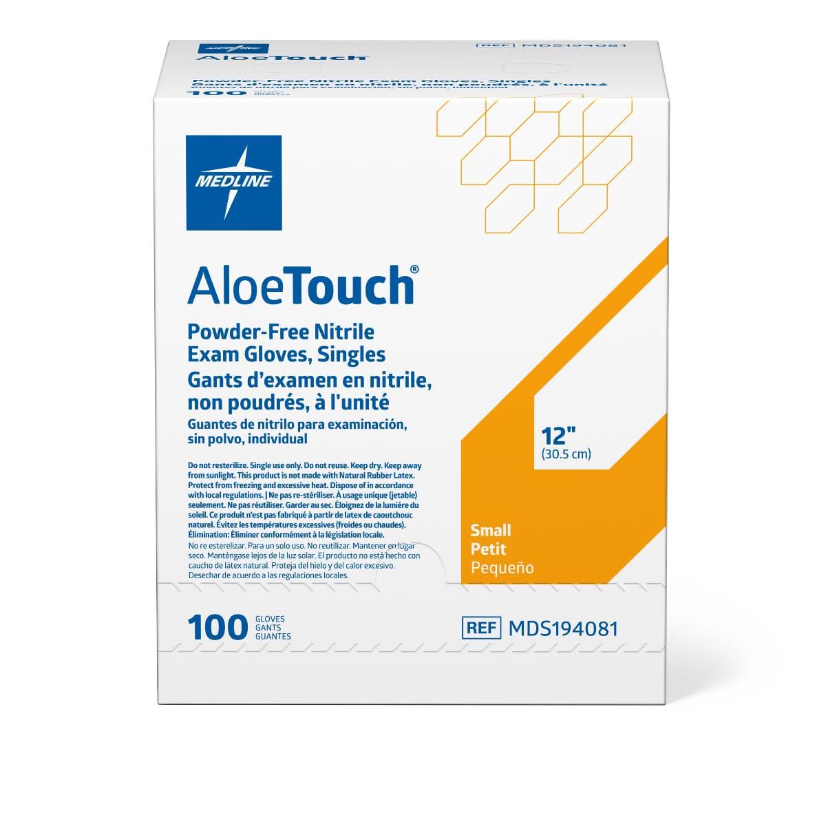 Medline AloeTouch Sterile 12" Powder-Free Nitrile Exam Gloves