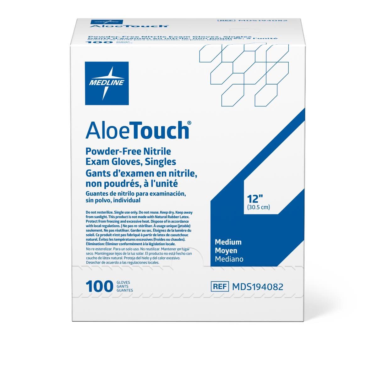 Medline AloeTouch Sterile 12" Powder-Free Nitrile Exam Gloves