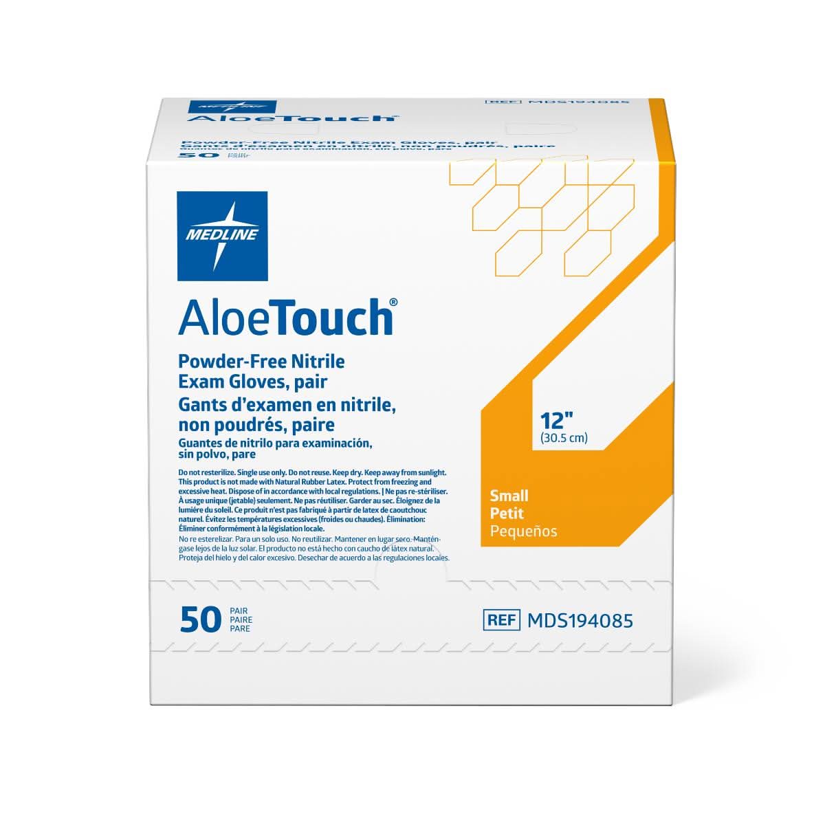 Medline AloeTouch Sterile 12" Powder-Free Nitrile Exam Gloves