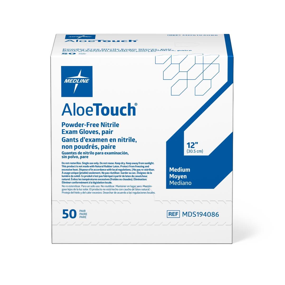 Medline AloeTouch Sterile 12" Powder-Free Nitrile Exam Gloves