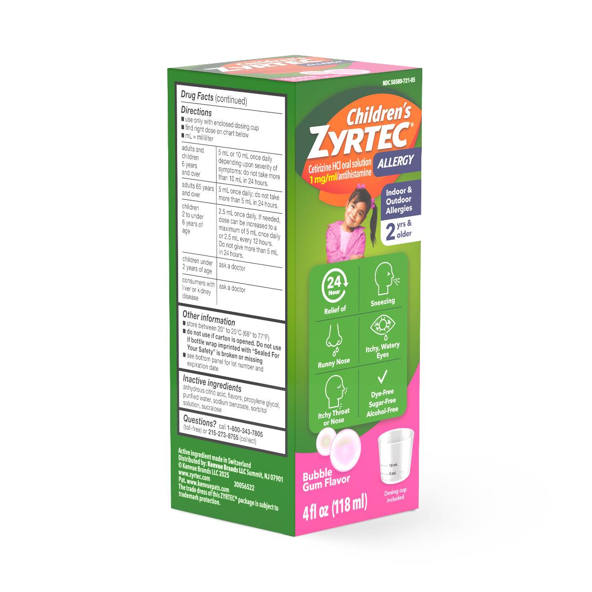 Medline Zyrtec Children's 24-Hour Allergy Syrup