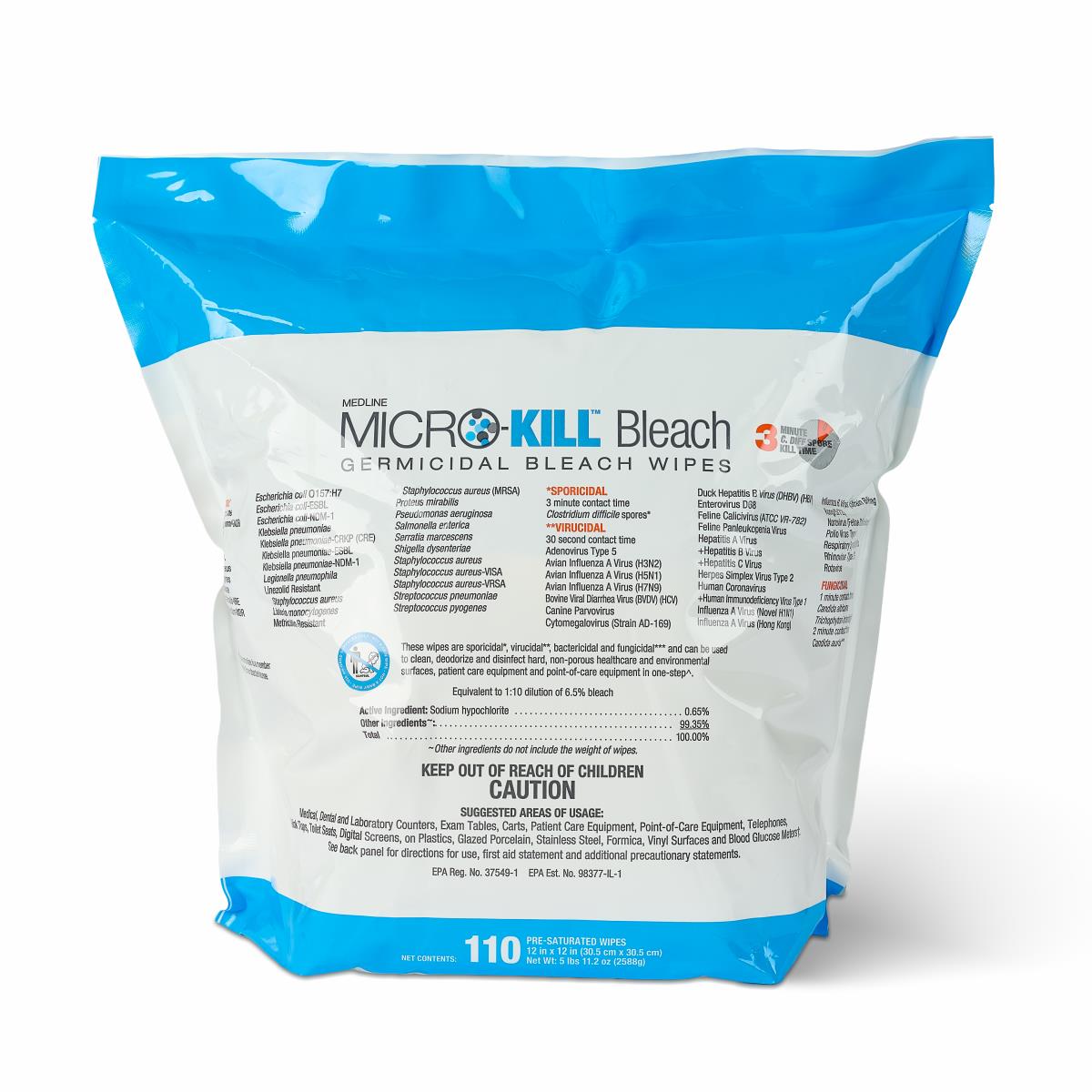 Medline Micro-Kill Bleach Germicidal Bleach Wipes