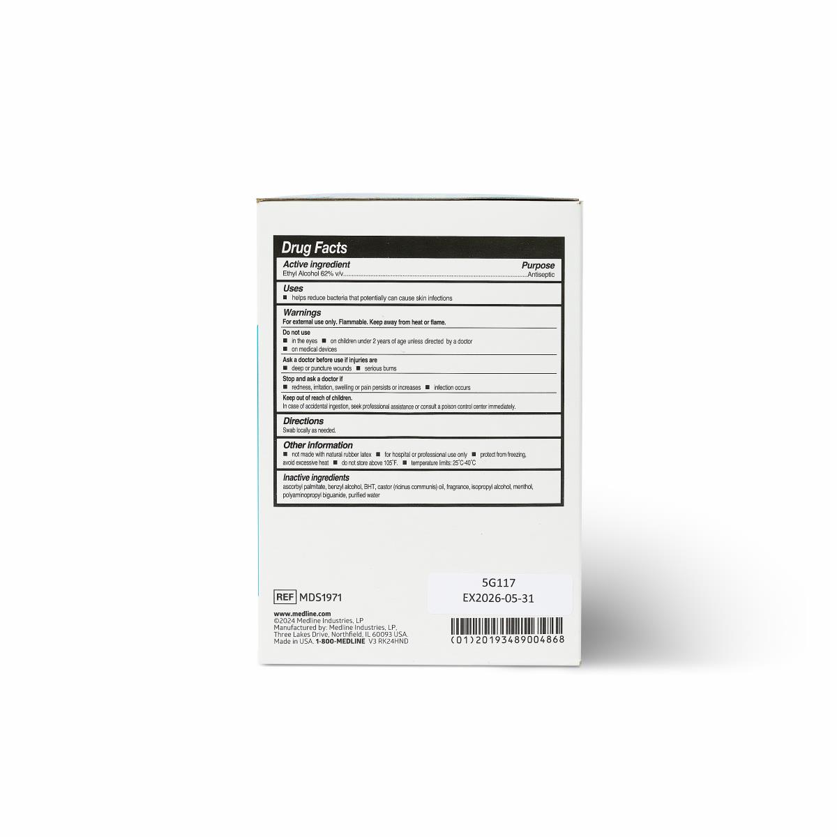 Medline 62% Ethyl Alcohol Antiseptic Swabs
