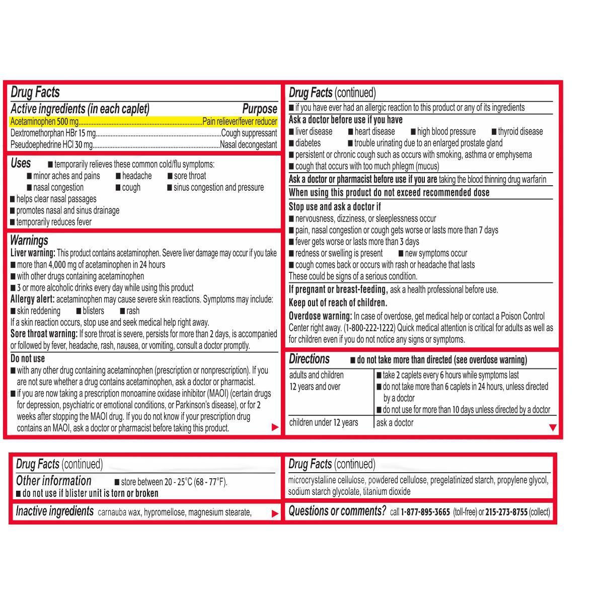Medline Tylenol Extra Strength Cold + Flu Tablet