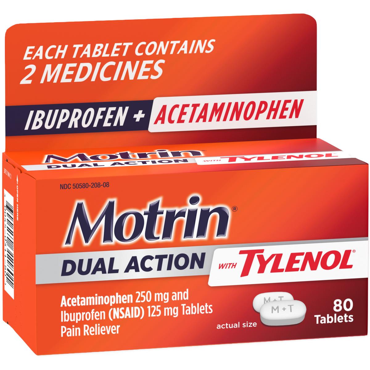 Medline Motrin Dual Action with Tylenol Pain Reliever Tablets