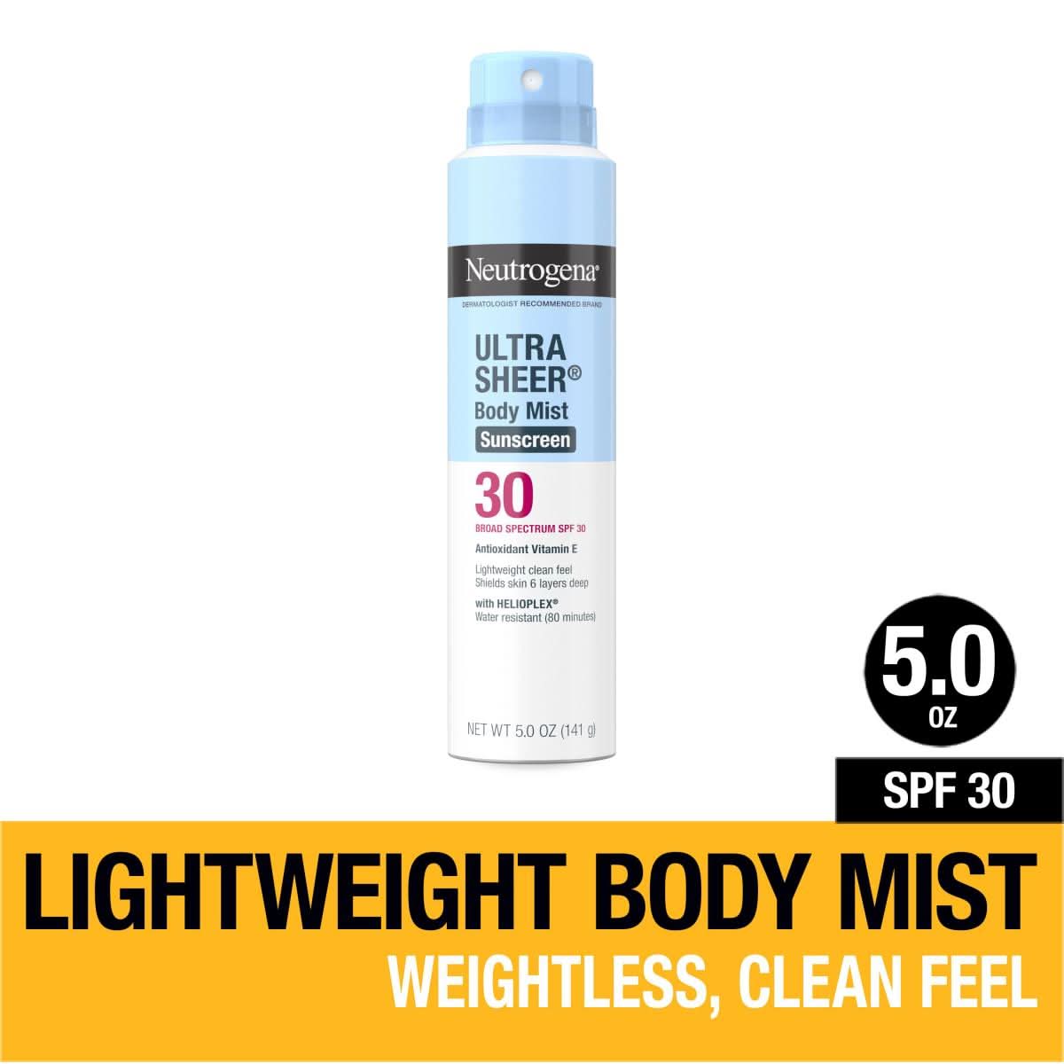 Medline Neutrogena Ultra Sheer Body Mist Sunscreen