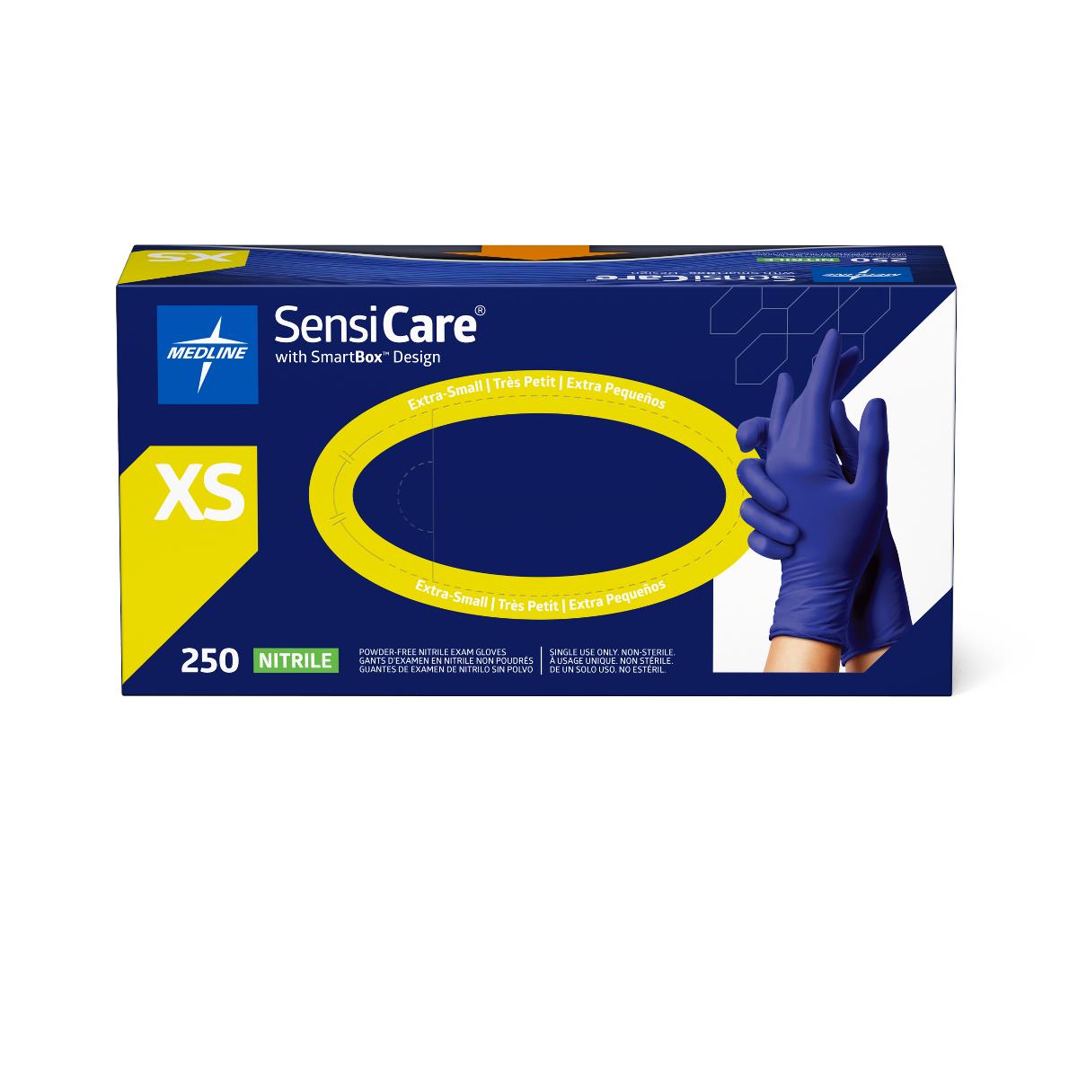 Medline SensiCare Powder-Free Nitrile Exam Gloves with SmartBox Design