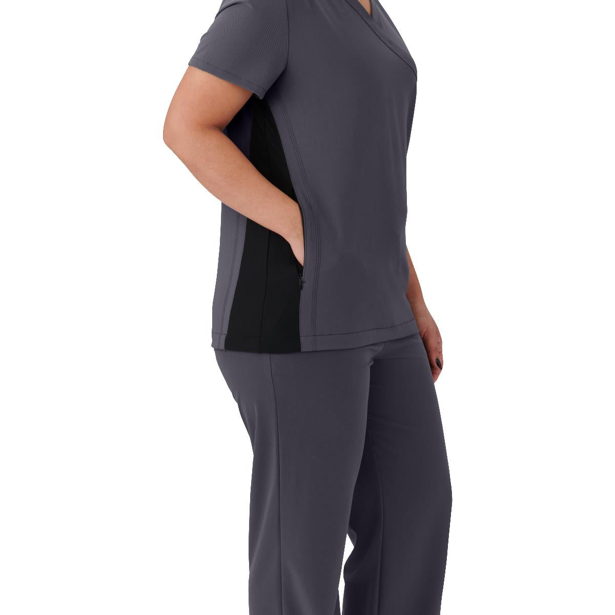Medline Staten AVE Women's Yoga-Style Scrub Tops with Zipper Pockets (Style 4865)