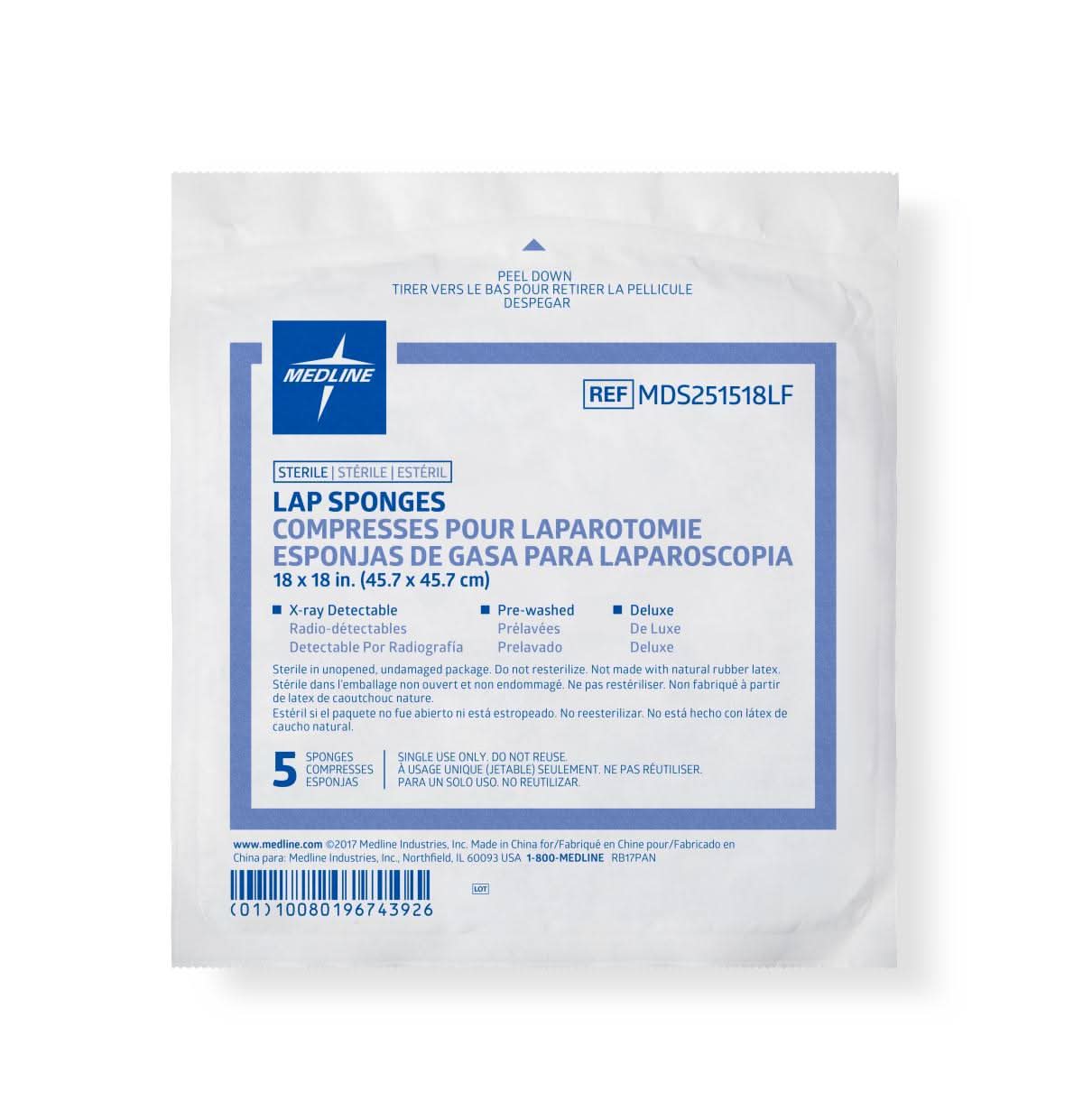 Medline Sterile X-Ray Detectable Lap Sponges