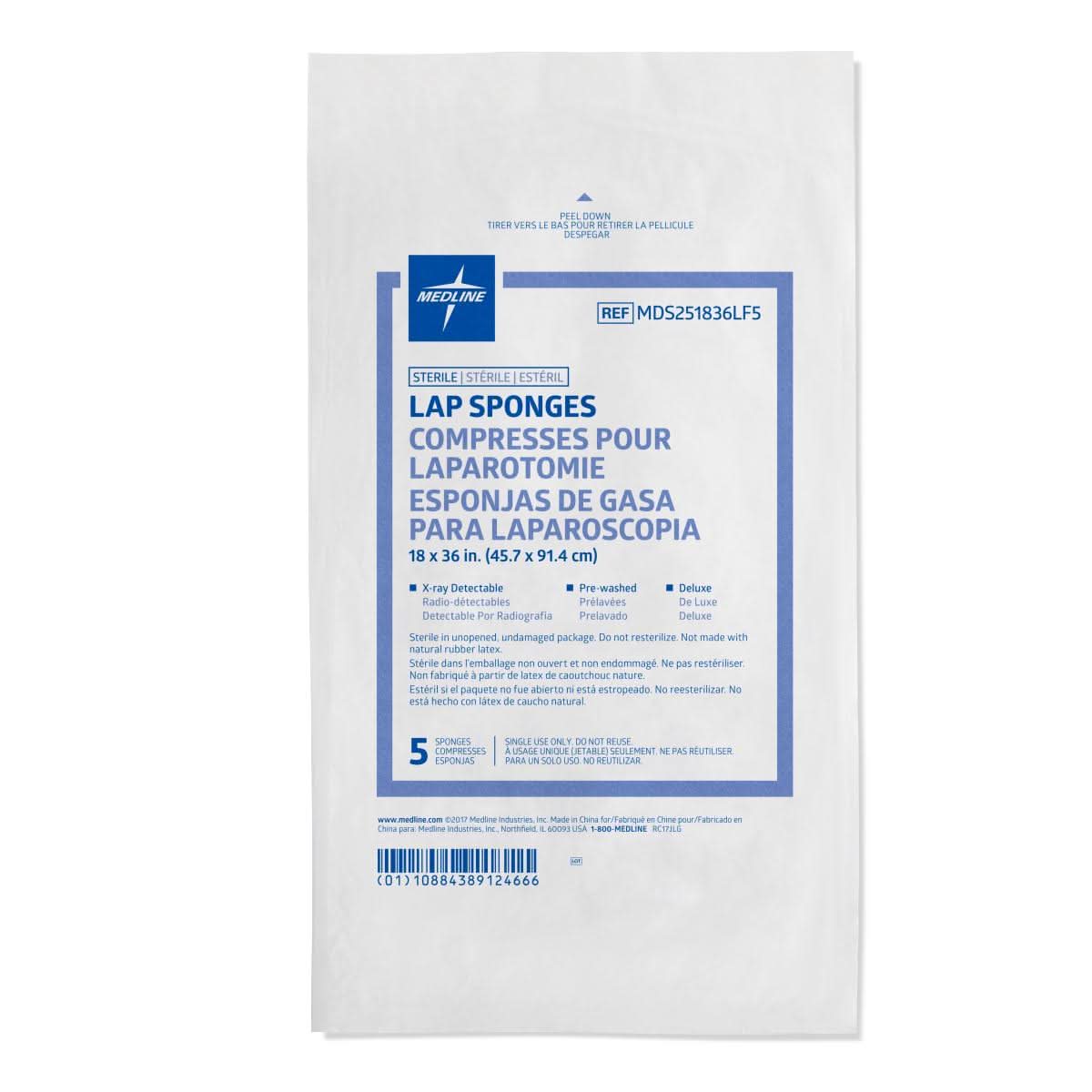 Medline Sterile X-Ray Detectable Lap Sponges