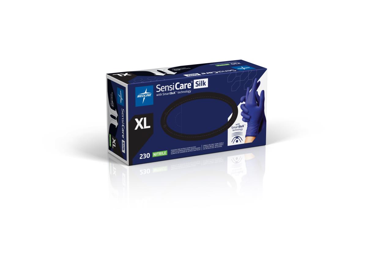 Medline SensiCare Silk Nitrile Exam Gloves with SmartBoX Design