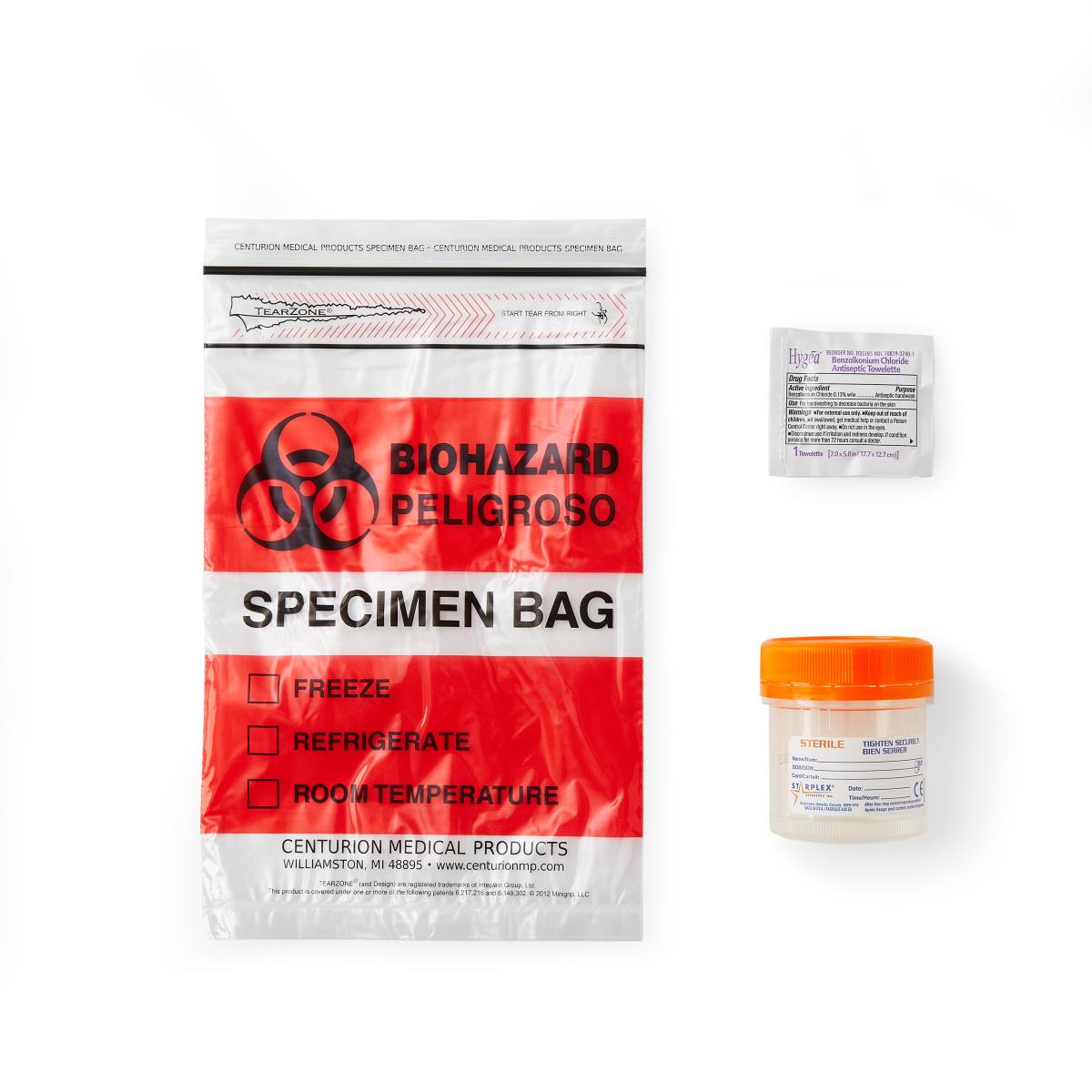 Medline Centurion Specimen Cup with BZK Towelette