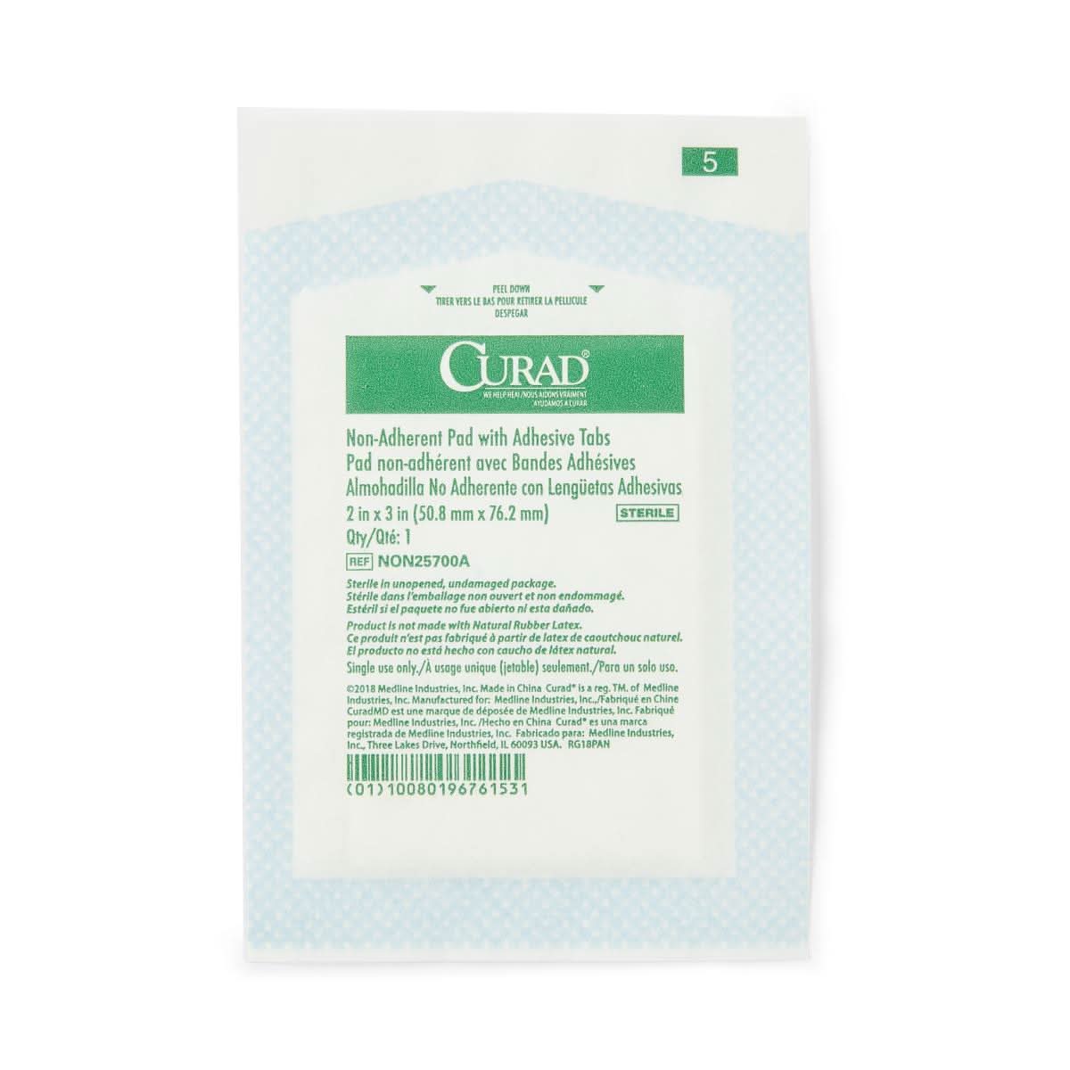 Medline CURAD Sterile Nonadhernt Pad with Adhesive Tab