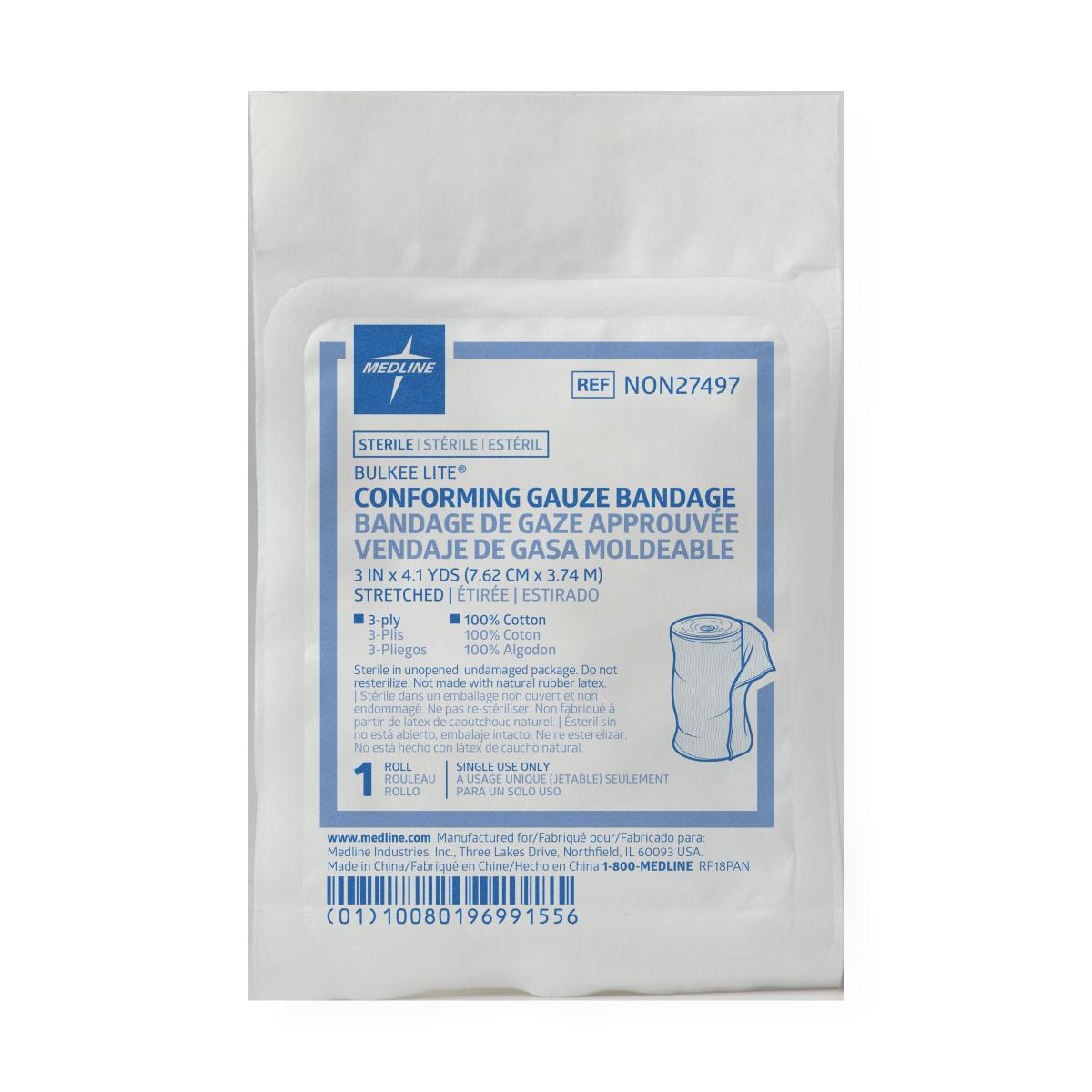 Medline Bulkee Lite Sterile Cotton Conforming Bandages