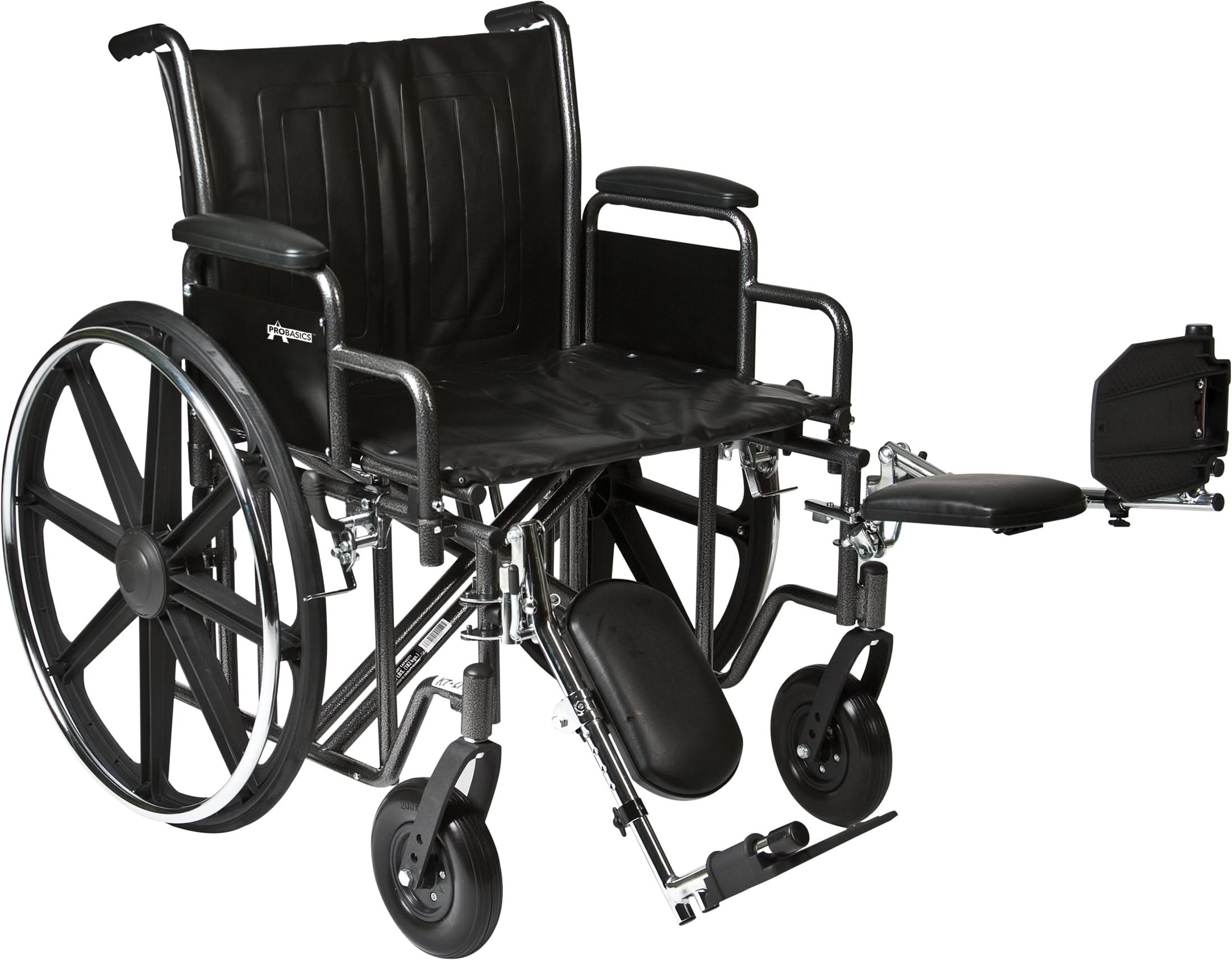 Compass Health ProBasics Heavy Duty K0007 Wheelchair, 24" x 18" Seat with Legrests, 450 lb Weight Capacity