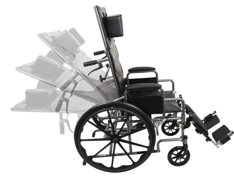 Compass Health ProBasics Reclining Wheelchair, 20" x 17", Removable Desk Arms & ELRs