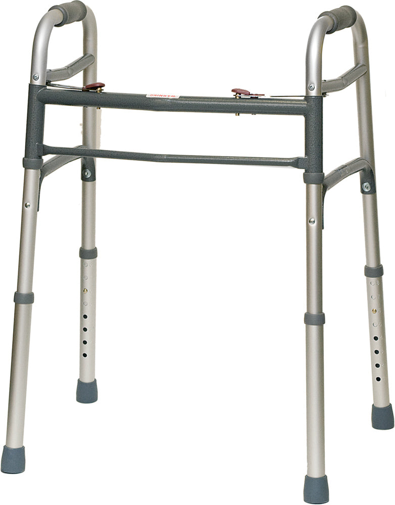 Compass Health ProBasics Aluminum Two-Button Release Folding Walker Without Wheels