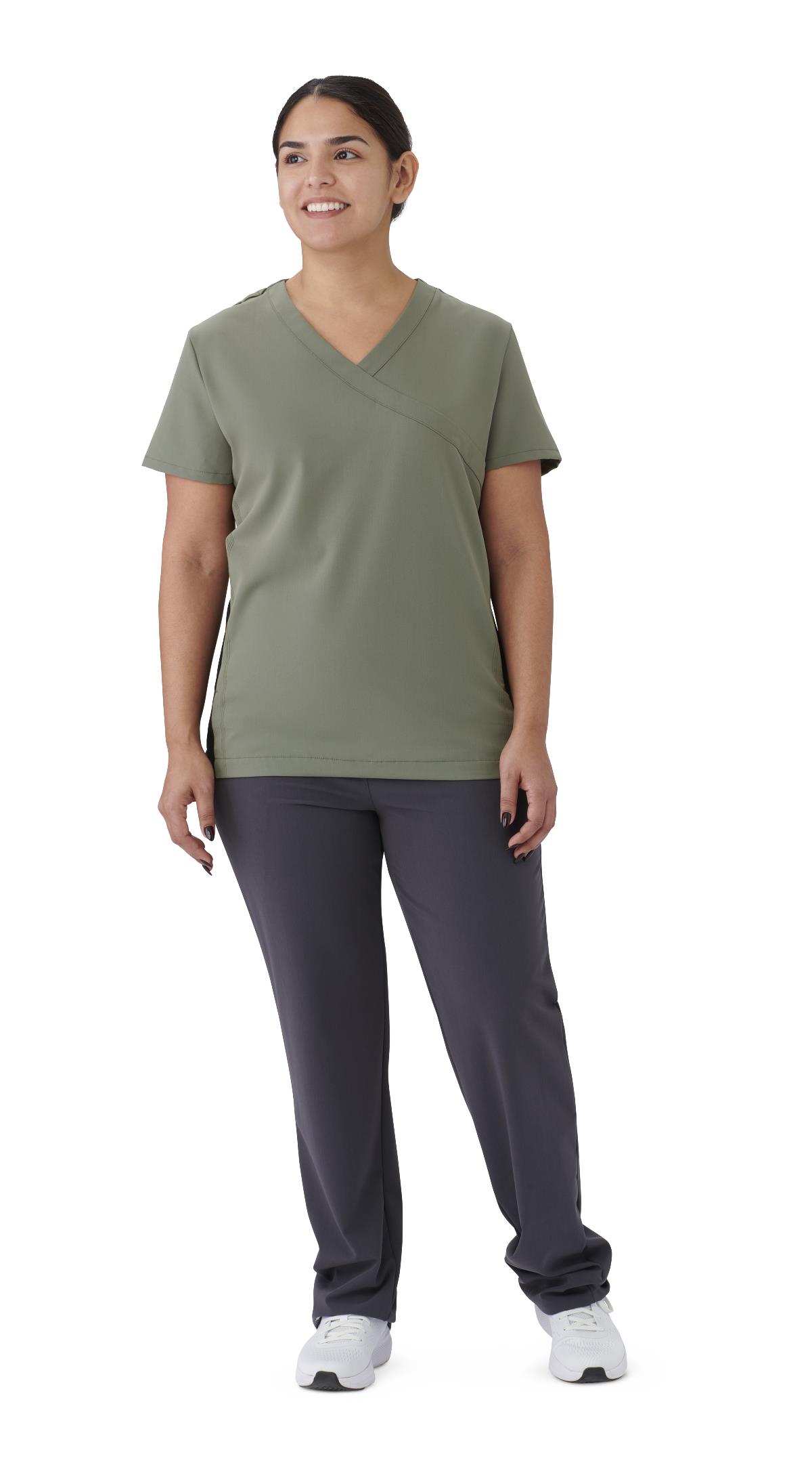 Medline Staten AVE Women's Yoga-Style Scrub Tops with Zipper Pockets (Style 4865)