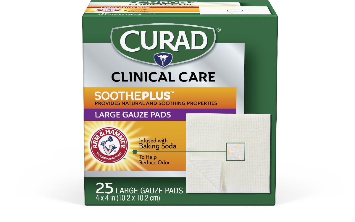 Medline CURAD Naturals Gauze Pads Infused with Baking Soda