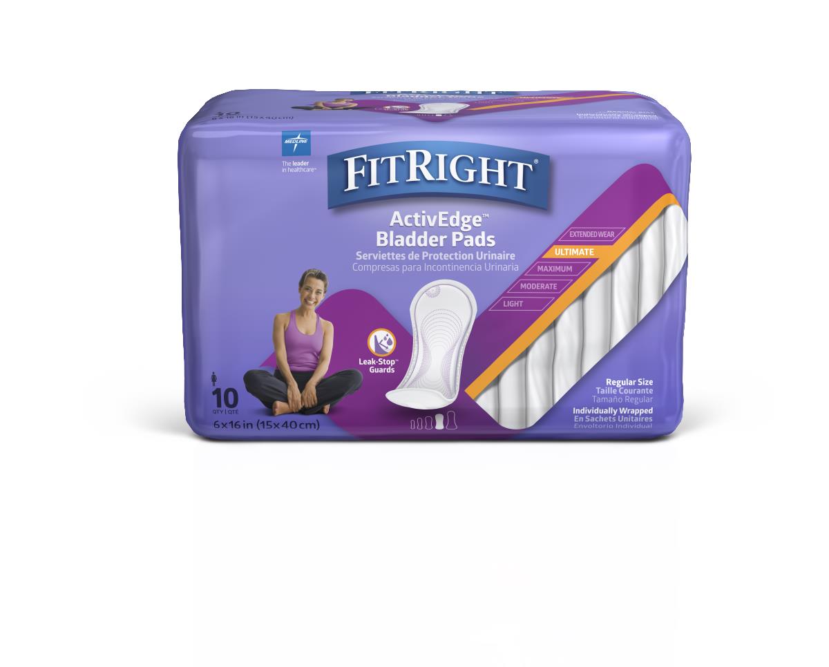 Medline FitRight ActivEdge Women's Bladder Control Pads