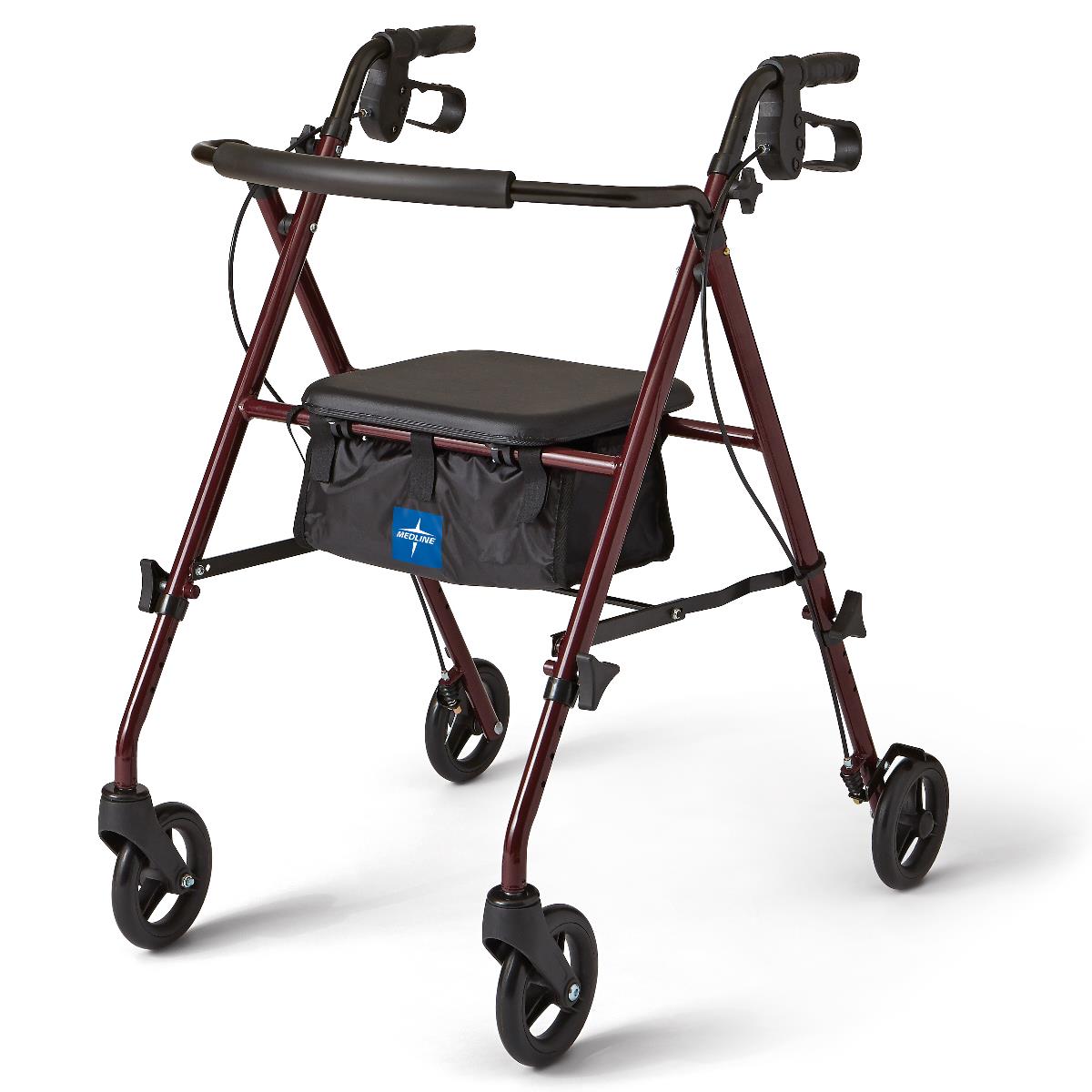 Medline Steel Rollator with Height-Adjustable Handles and Seat