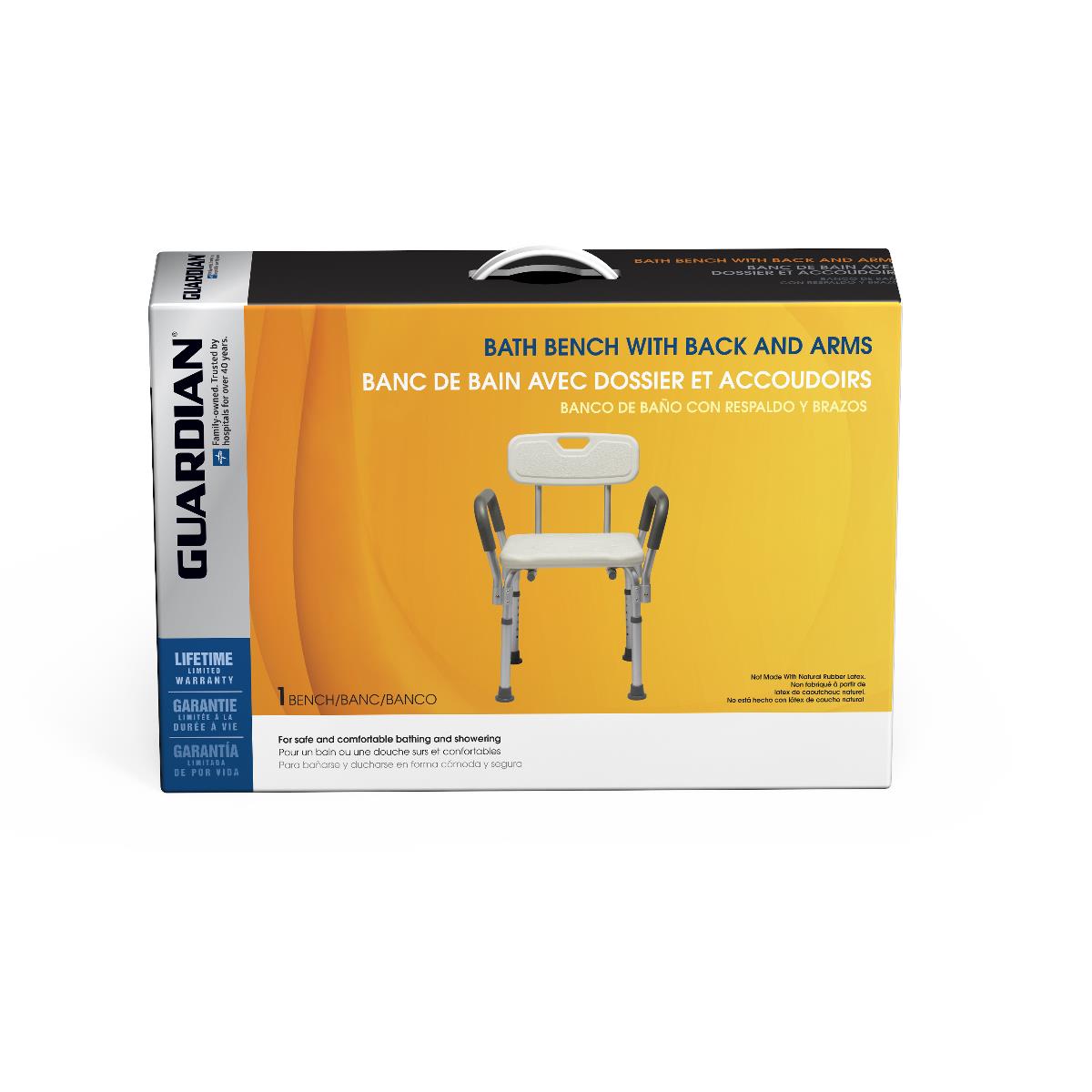 Medline Shower Chair with Back and Padded Armrests