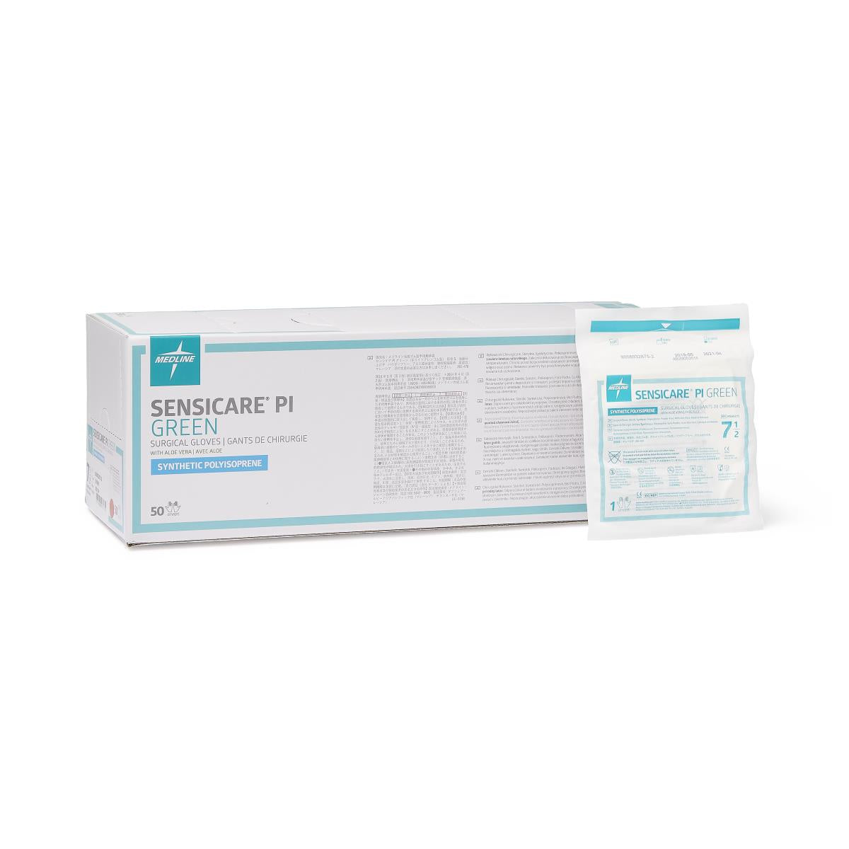 Medline SensiCare PI Green Surgical Gloves