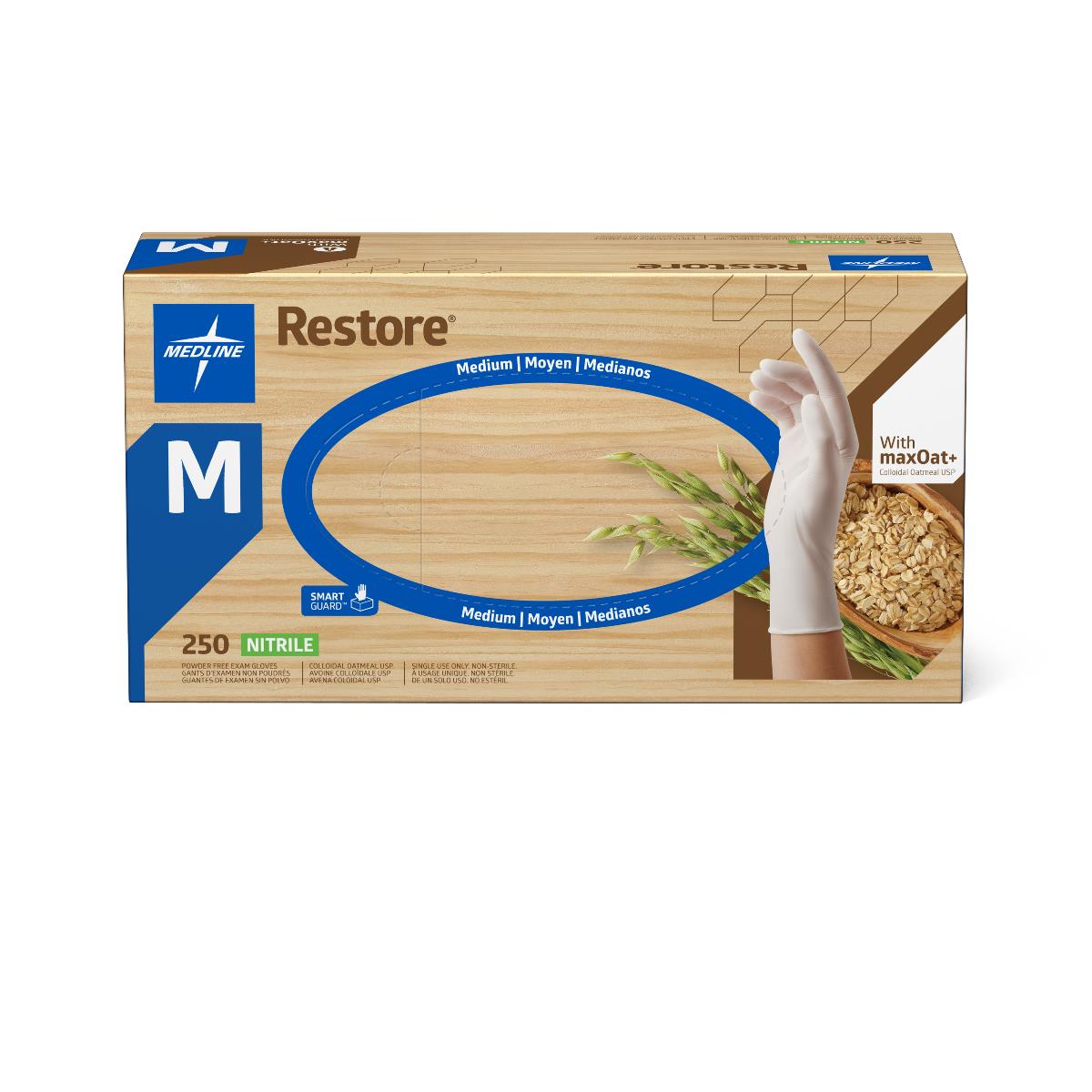 Medline Restore Powder-Free Nitrile Exam Gloves with Oatmeal