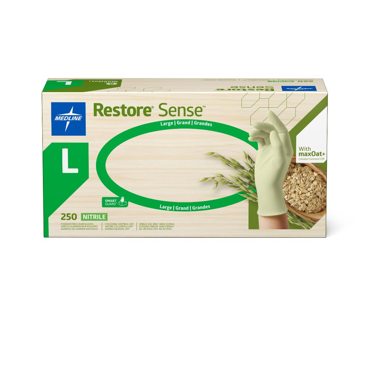 Medline Restore Sense Powder-Free Nitrile Exam Gloves with maxOat+