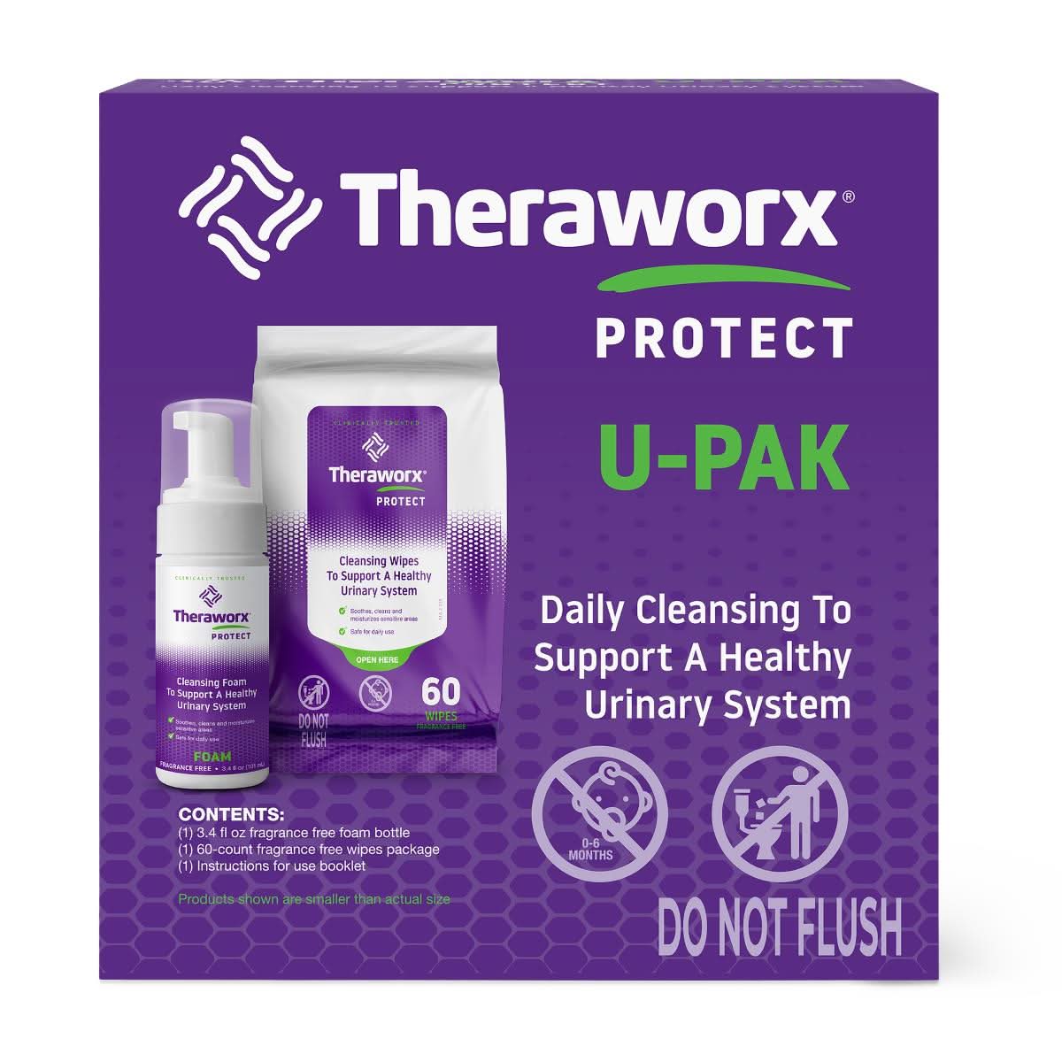 Medline Theraworx Protect U-PAK Daily Urinary Care Wipes/Cleansing Foam Kit