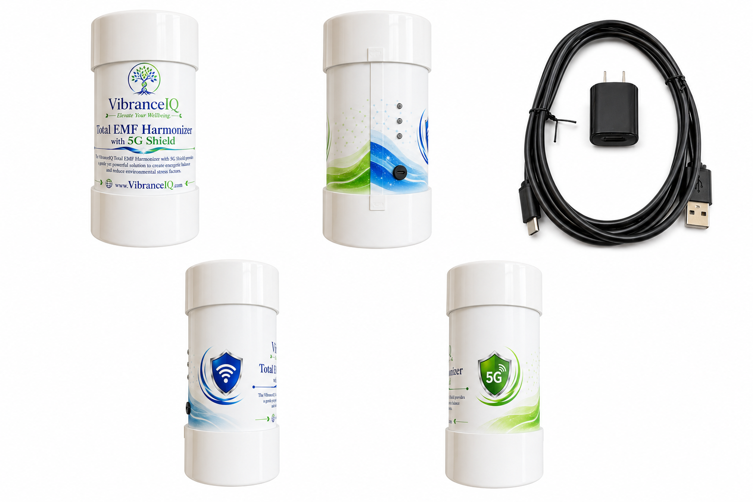 VibranceIQ Holistic Healthcare Total EMF Harmonizer with 5G Shield - Includes USB C Cable and Wall Adapter