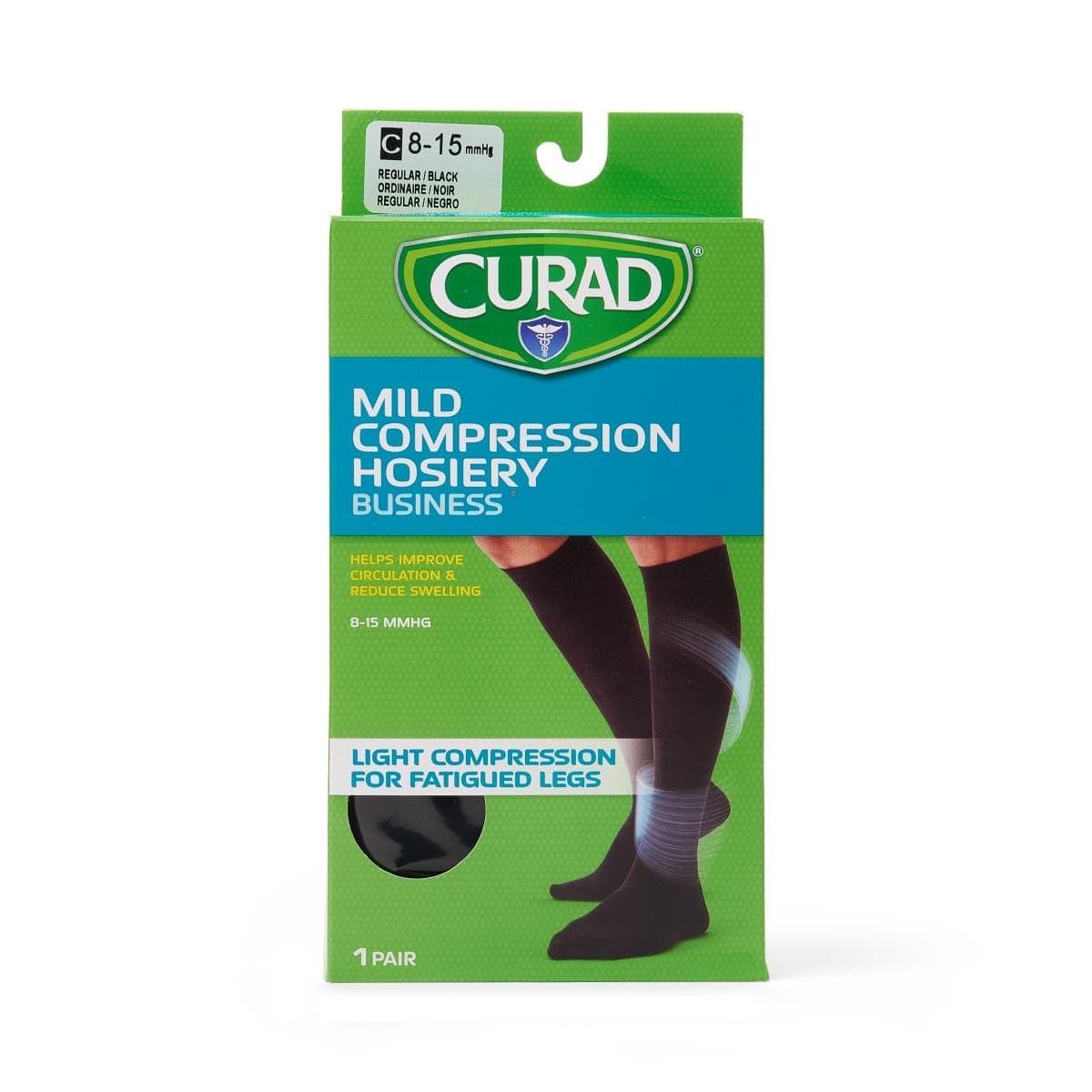 CURAD Thigh-High Compression Hosiery with 20-30 mmHg, Tan, Size B, 1 Pair