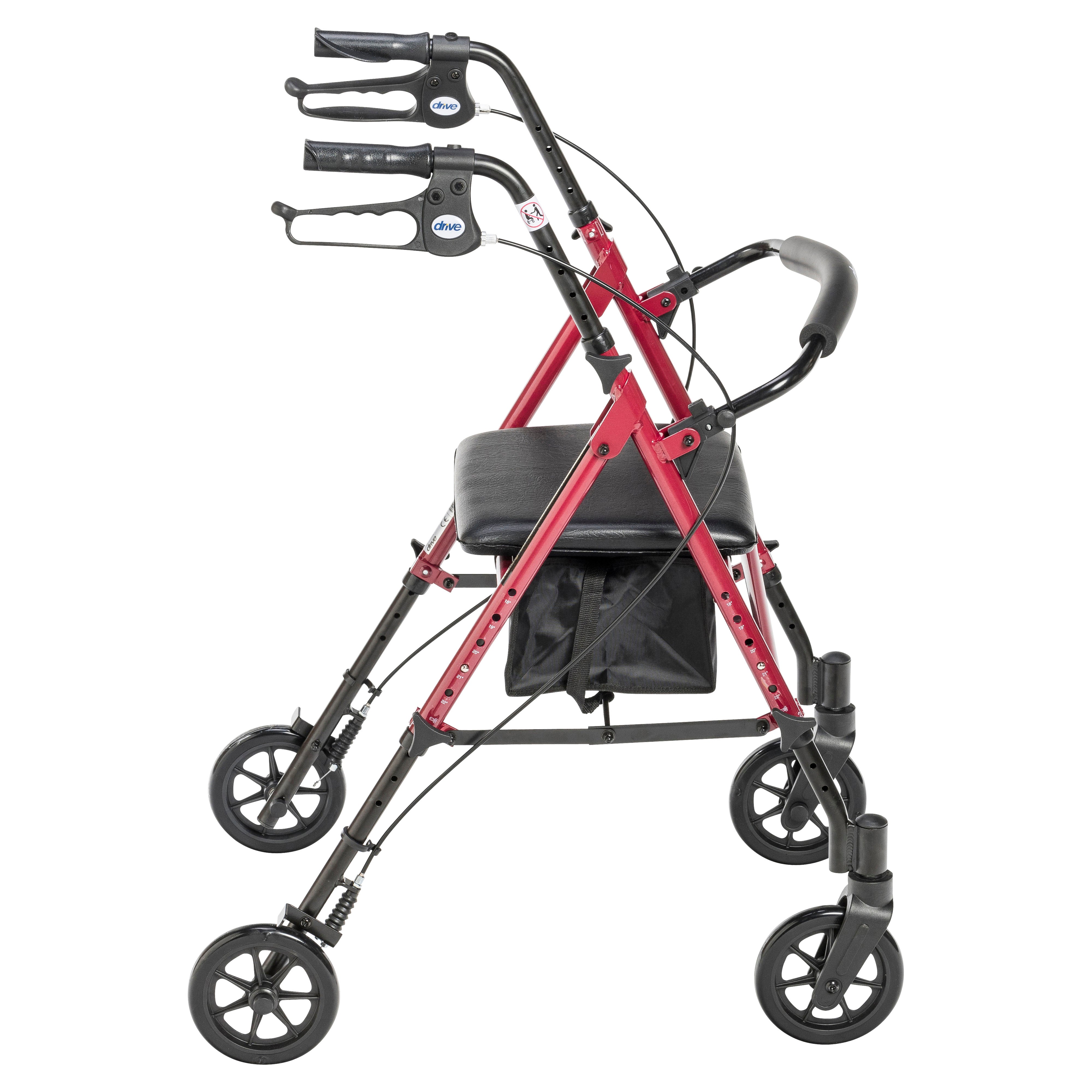Drive Medical Adjustable Height Rollator Rolling Walker with 6" Wheels