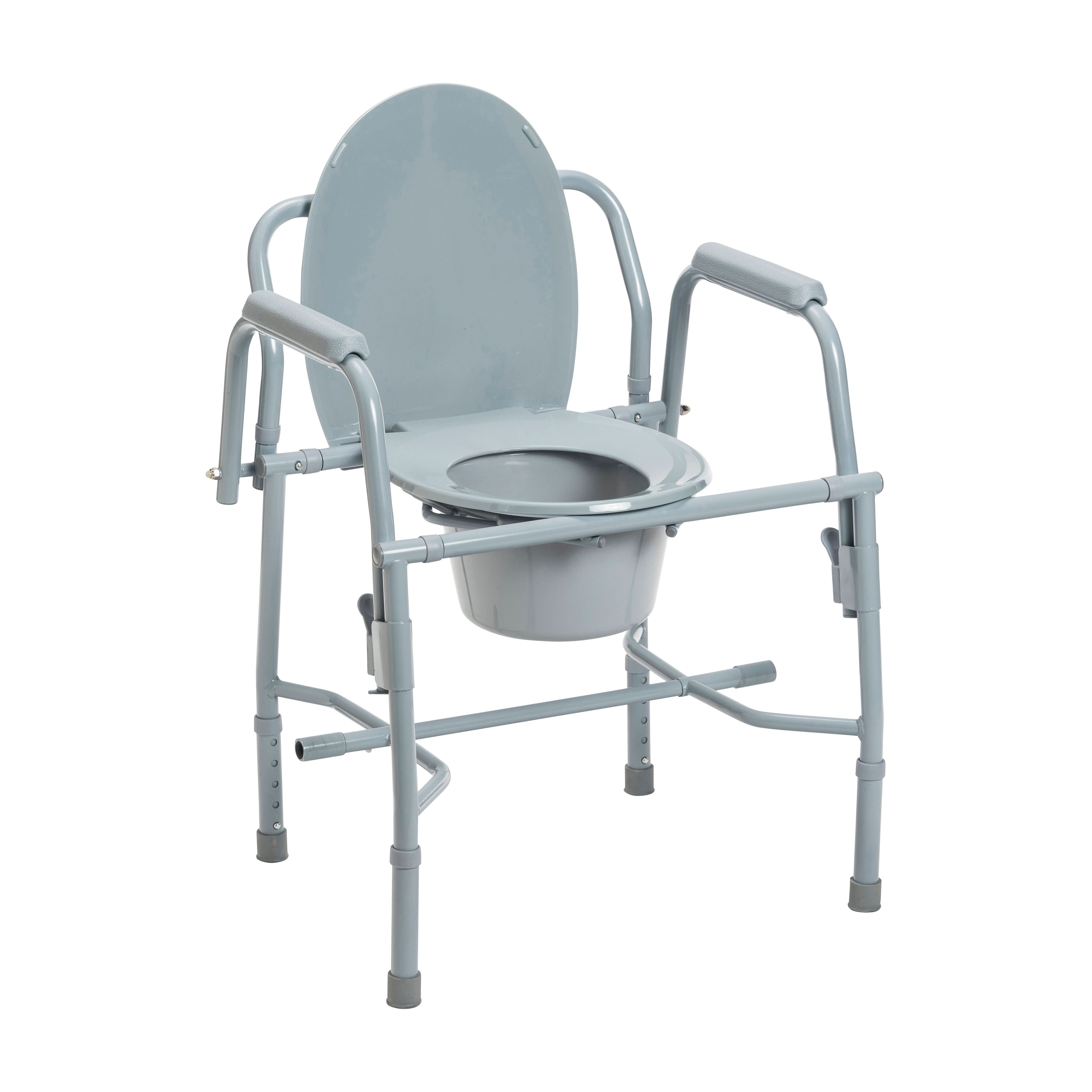 Drive Medical Steel Drop Arm Bedside Commode with Padded Arms