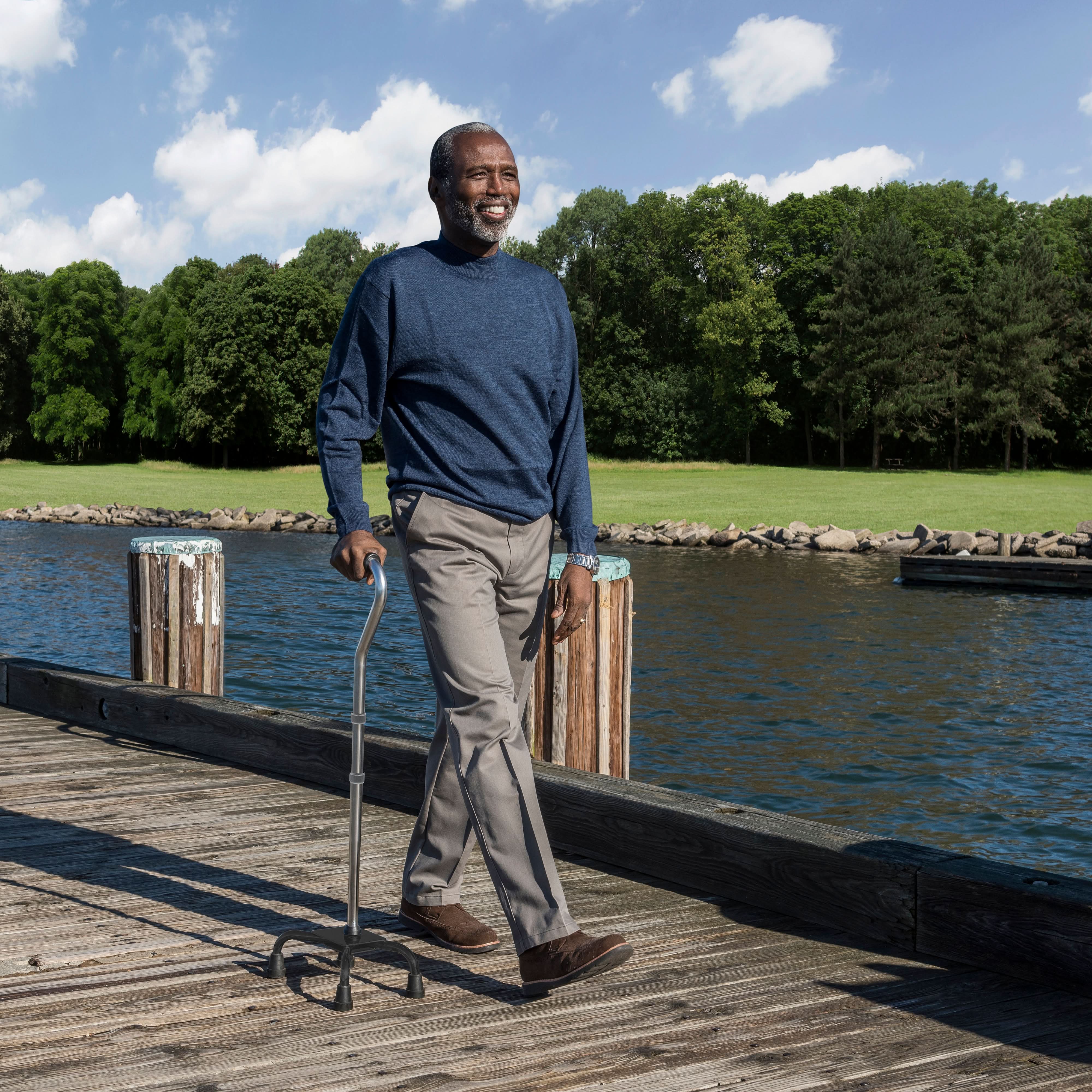 Drive Medical Folding Quad Cane, Small Base, Charcoal