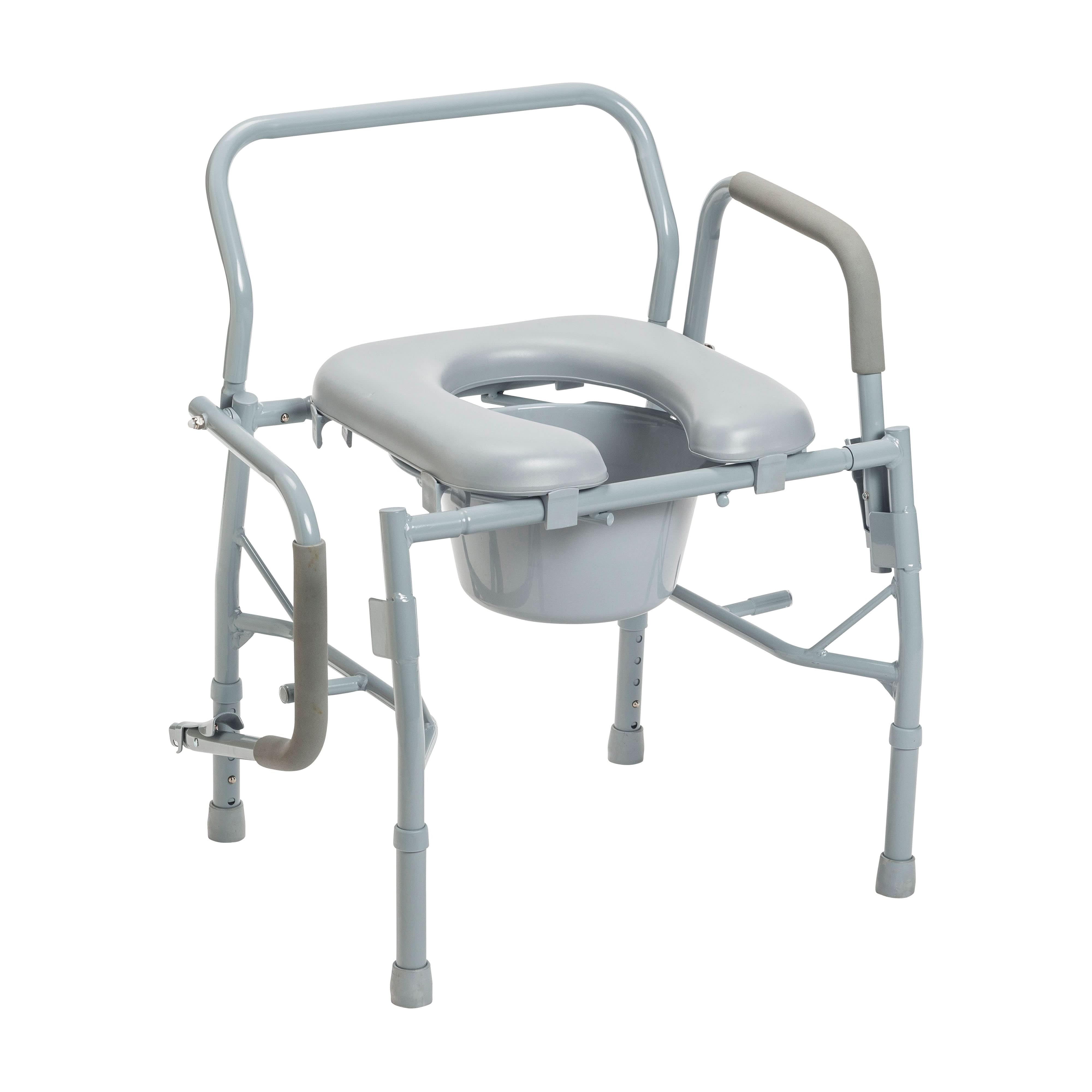 Drive Medical Steel Drop Arm Bedside Commode with Padded Seat & Arms