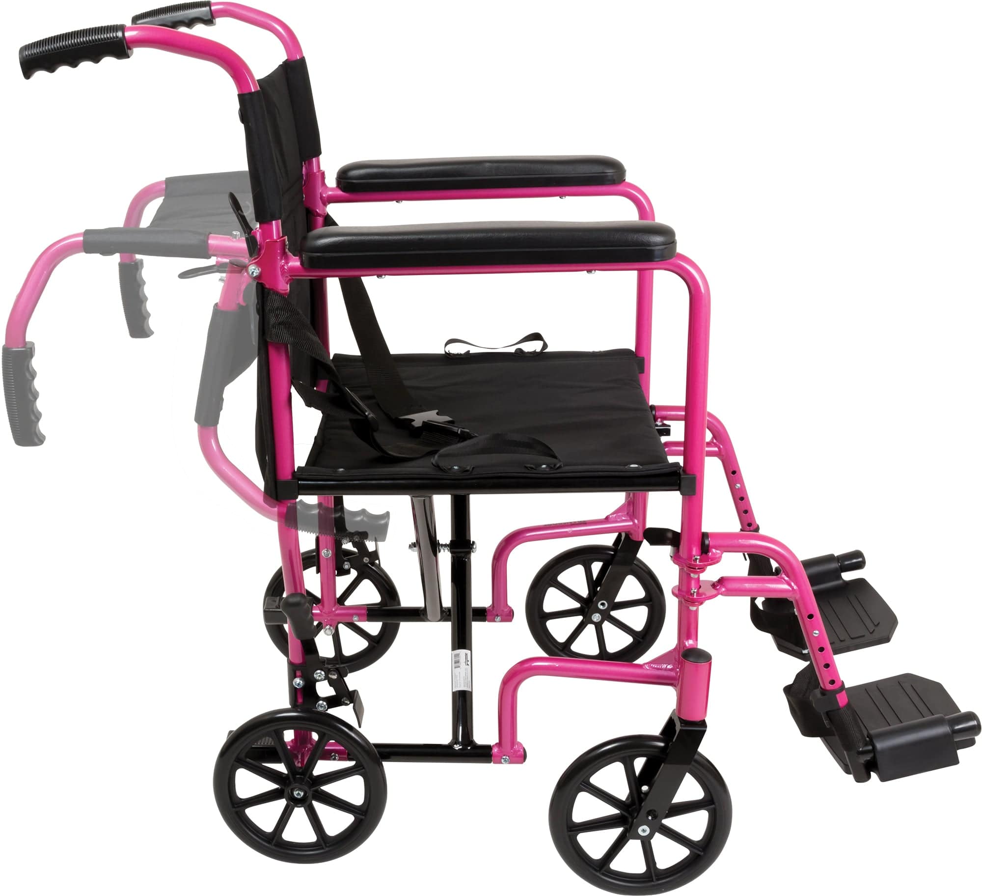 Compass Health Compass Health ProBasics Aluminum Transport Wheelchair, 19-inch, Pink TCA1916PK