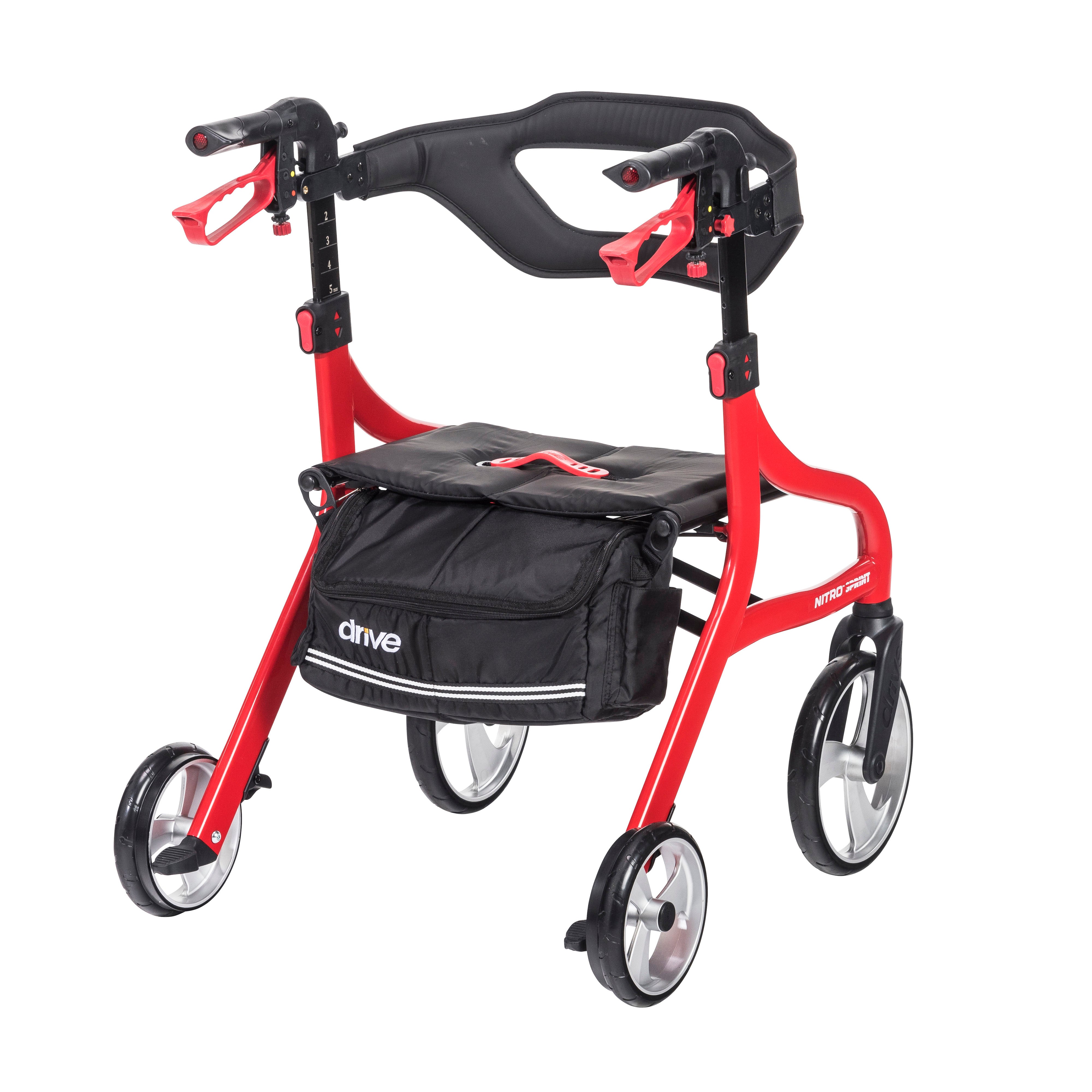 Drive Medical Nitro Sprint Rollator Rolling Walker, Hemi Height