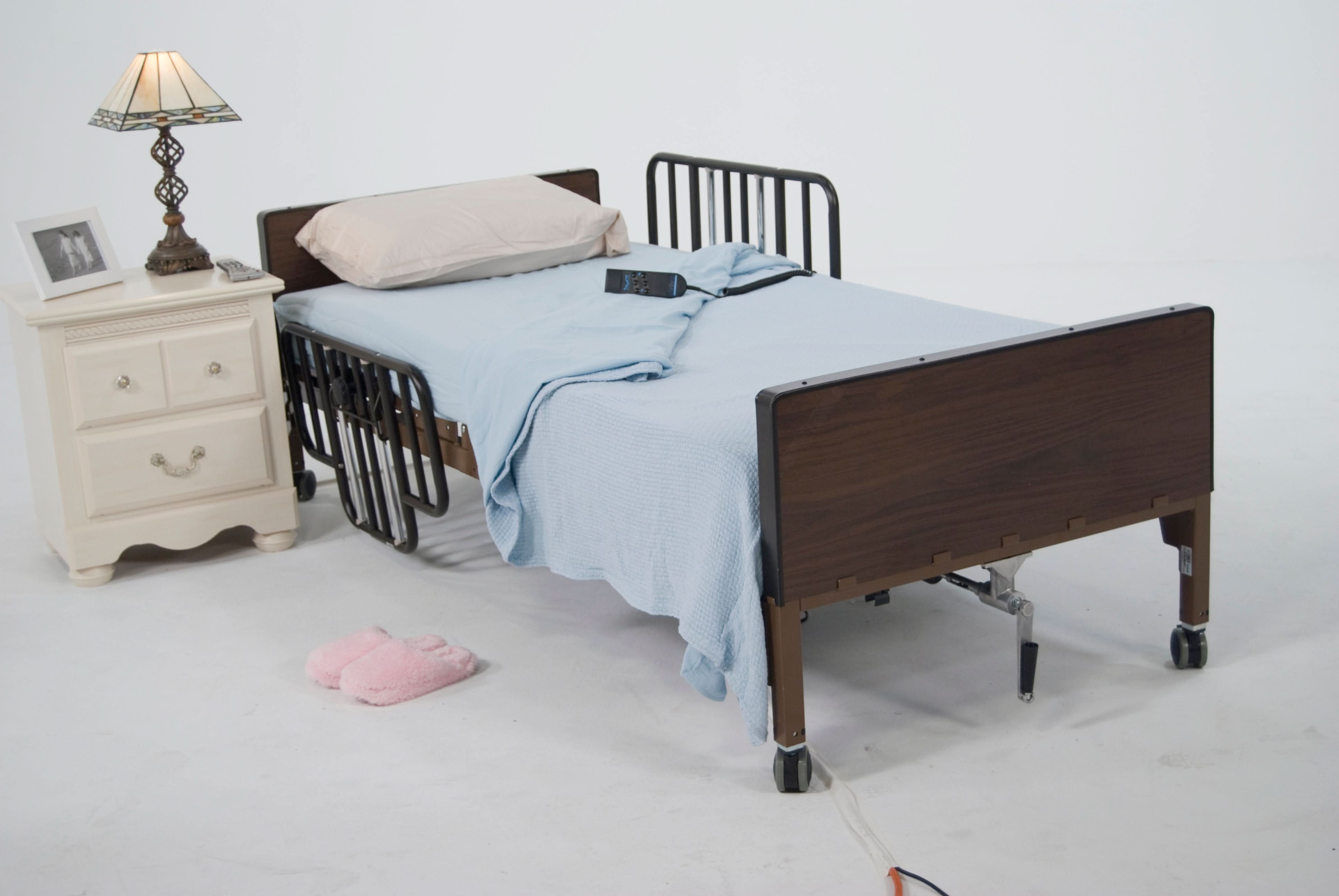 Drive Medical No Gap Half Length Side Bed Rails with Brown Vein Finish