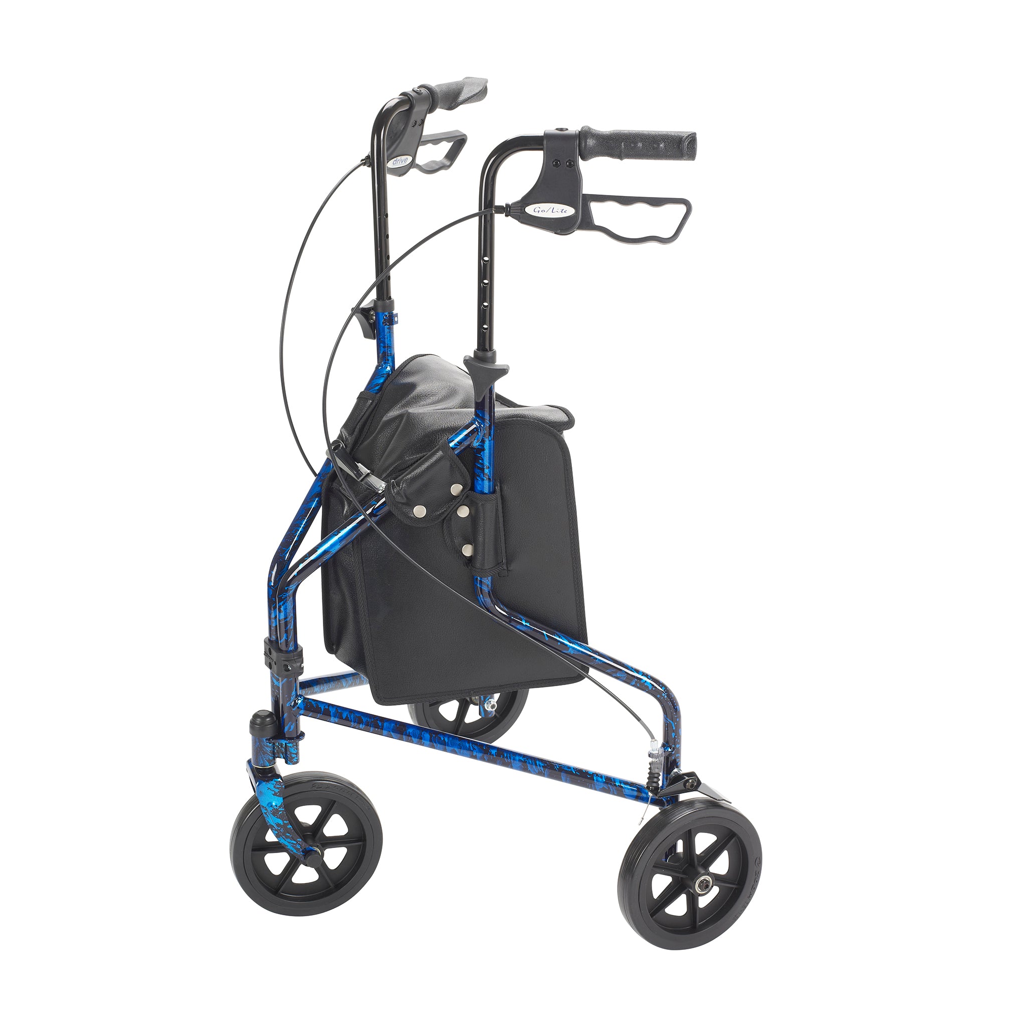 Drive Medical 3 Wheel Rollator Rolling Walker with Basket Tray and Pouch