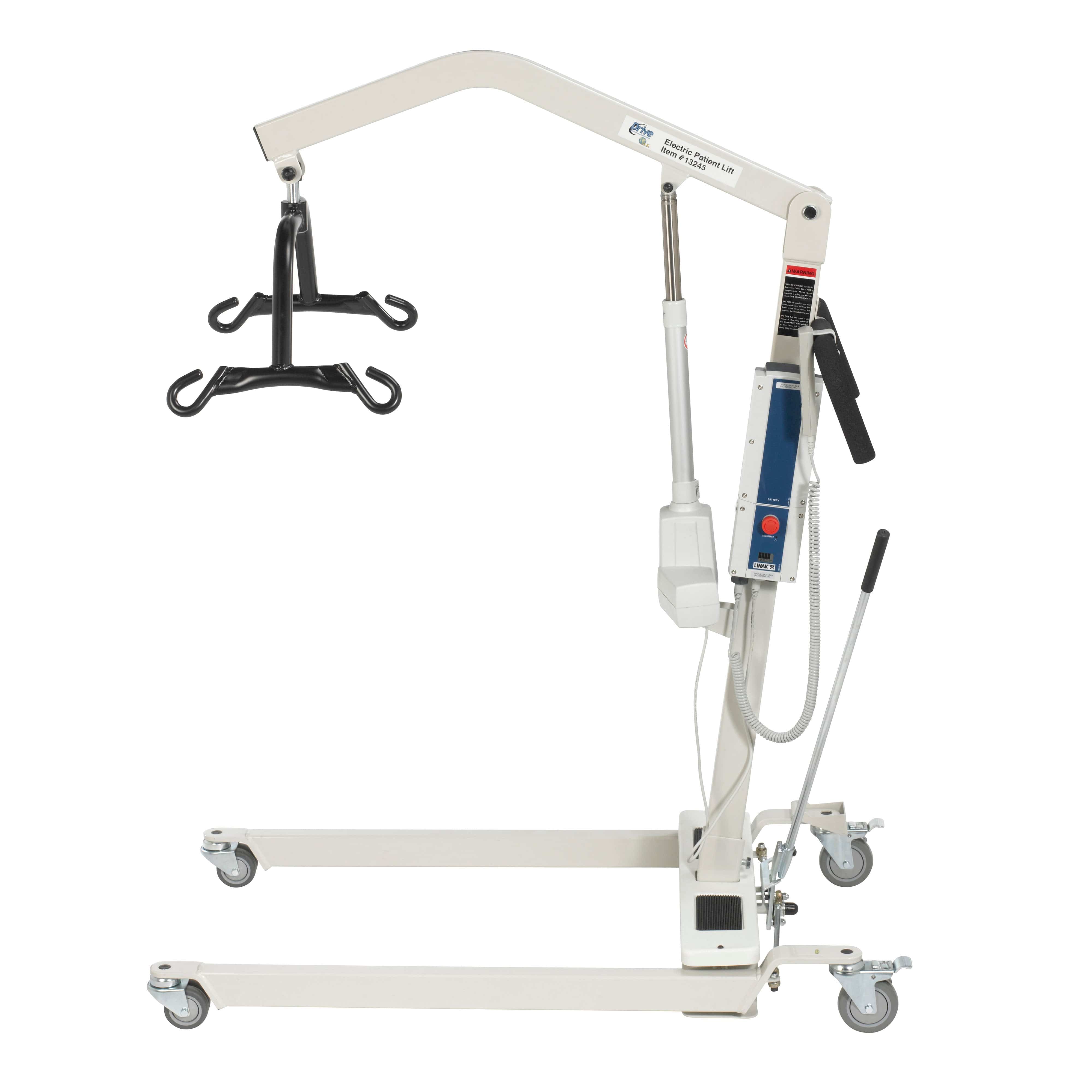 Drive Medical Drive Medical Bariatric Battery Powered Electric Patient Lift with Four Point Cradle and Rechargeable, Removable Battery 13244