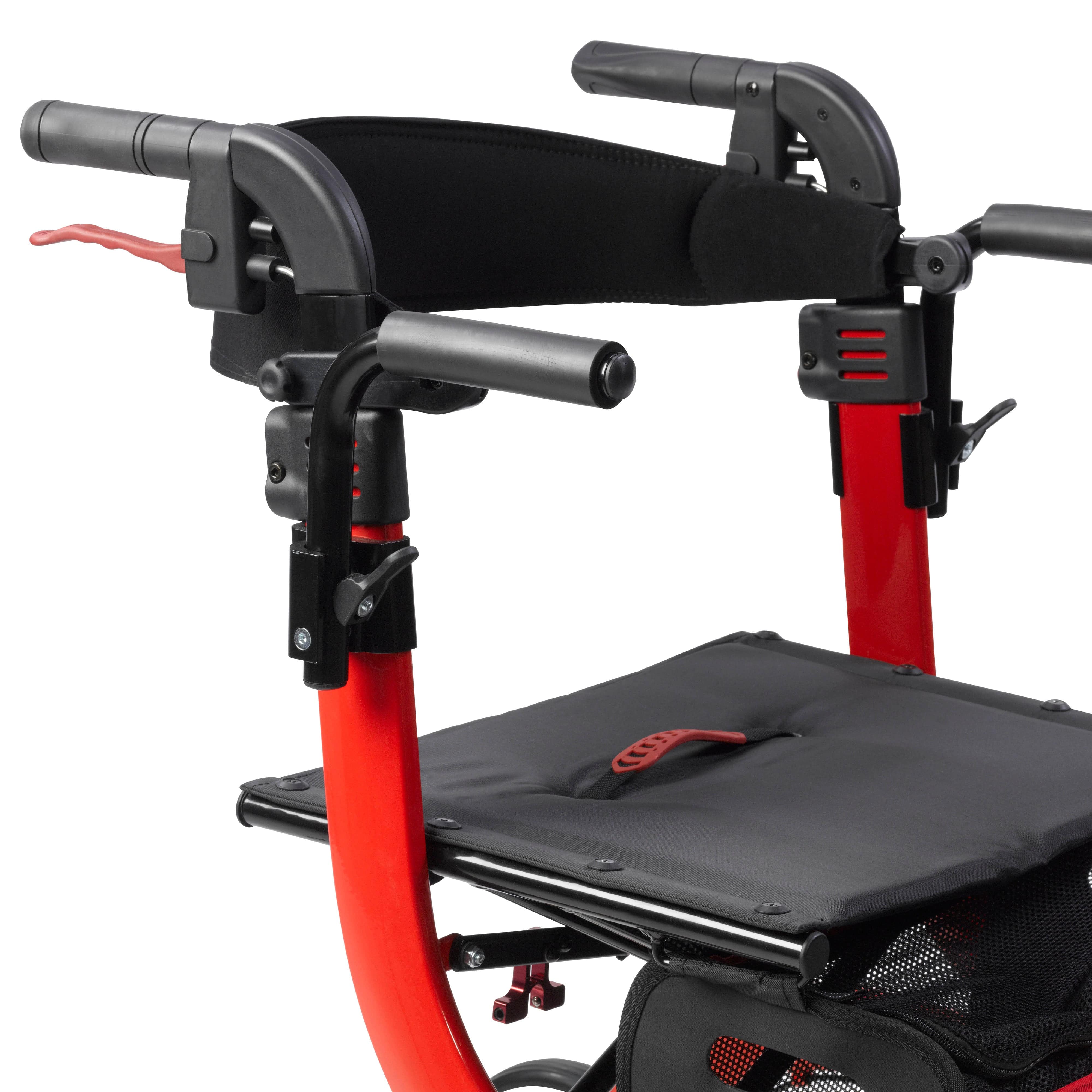 Drive Medical Drive Medical Nitro Duet Dual Function Transport Wheelchair and Rollator Rolling Walker, Red rtl10266dt