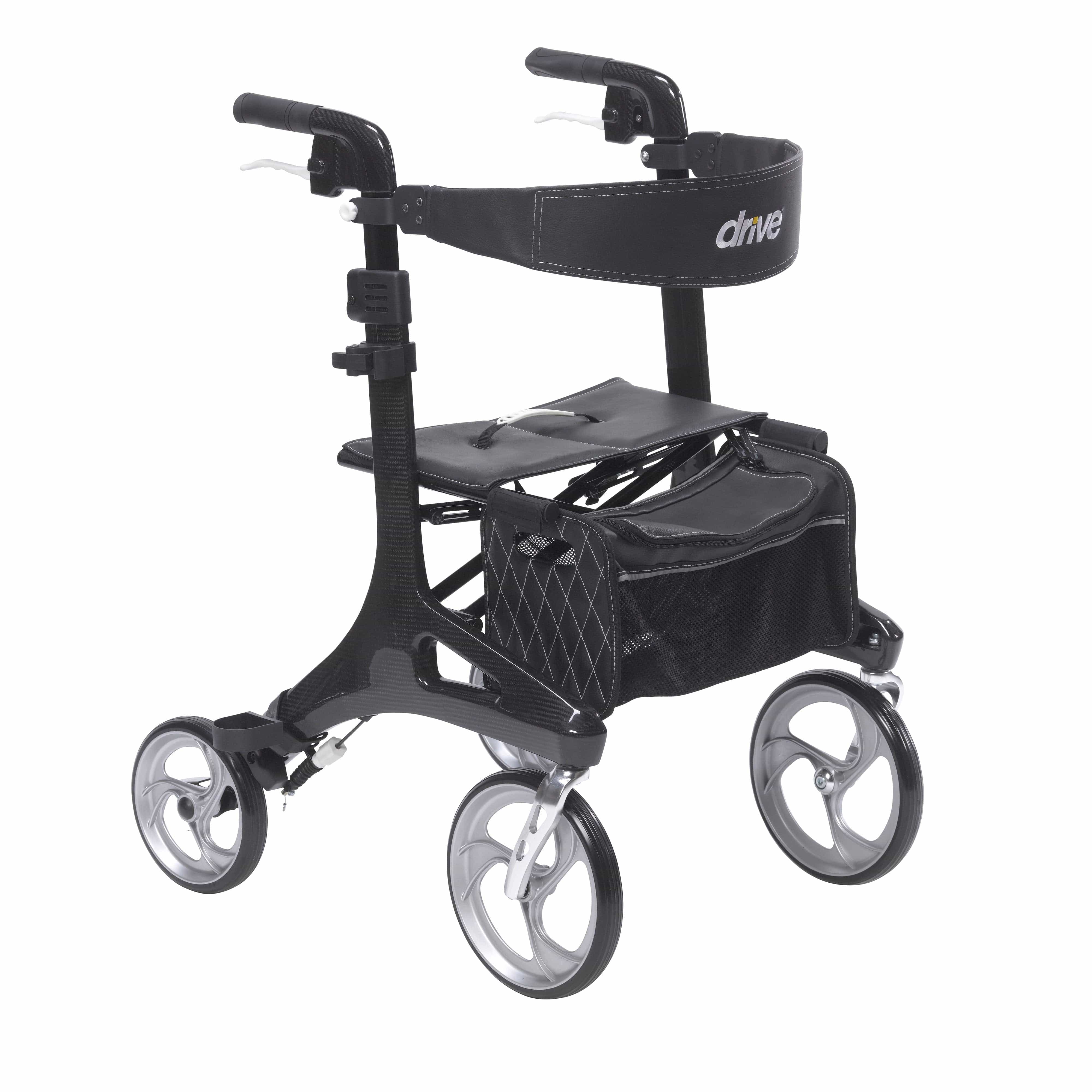 Drive Medical Drive Medical Nitro Elite CF Carbon Fiber Rollator Rolling Walker, Black rtl10266cf