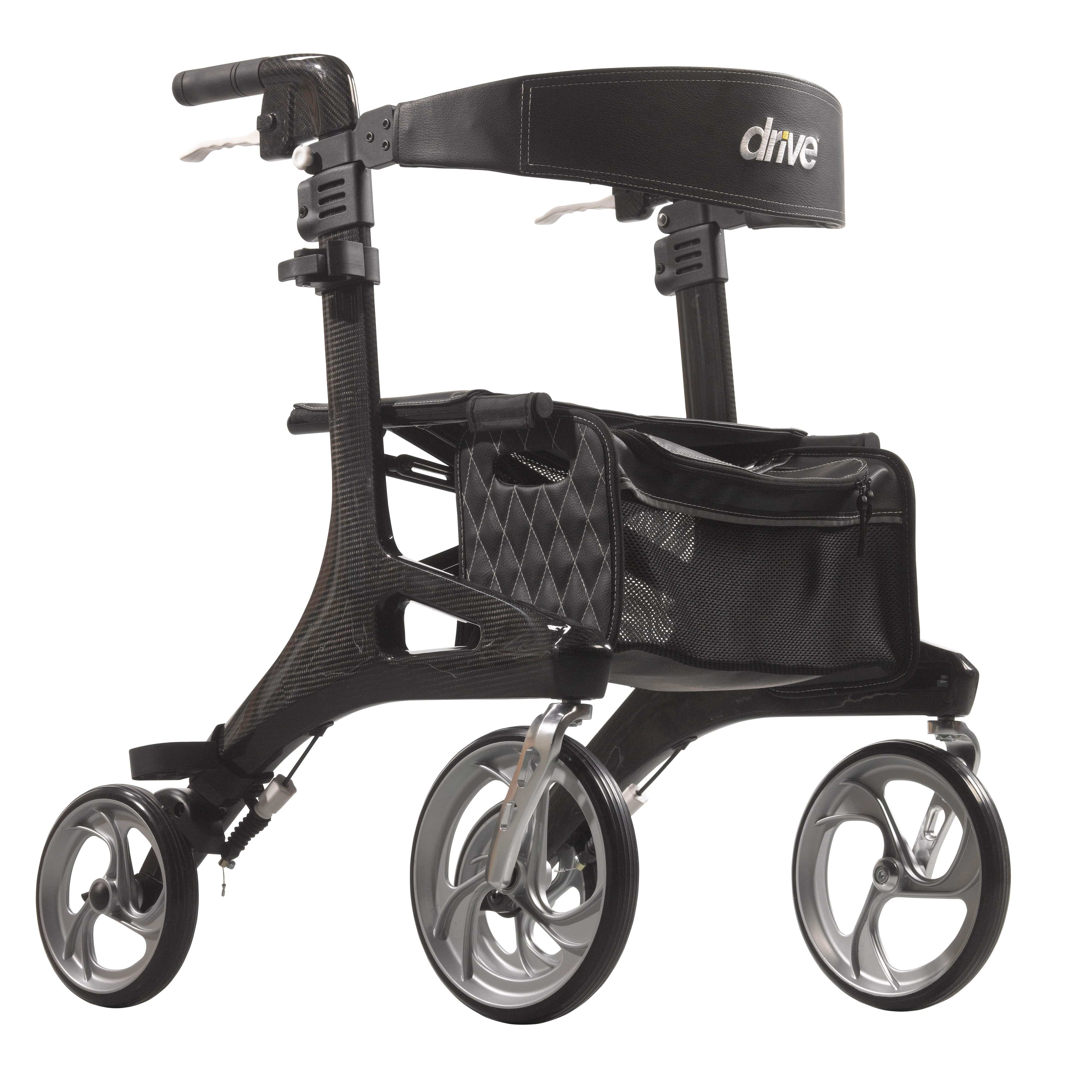 Drive Medical Drive Medical Nitro Elite CF Carbon Fiber Rollator Rolling Walker, Black rtl10266cf