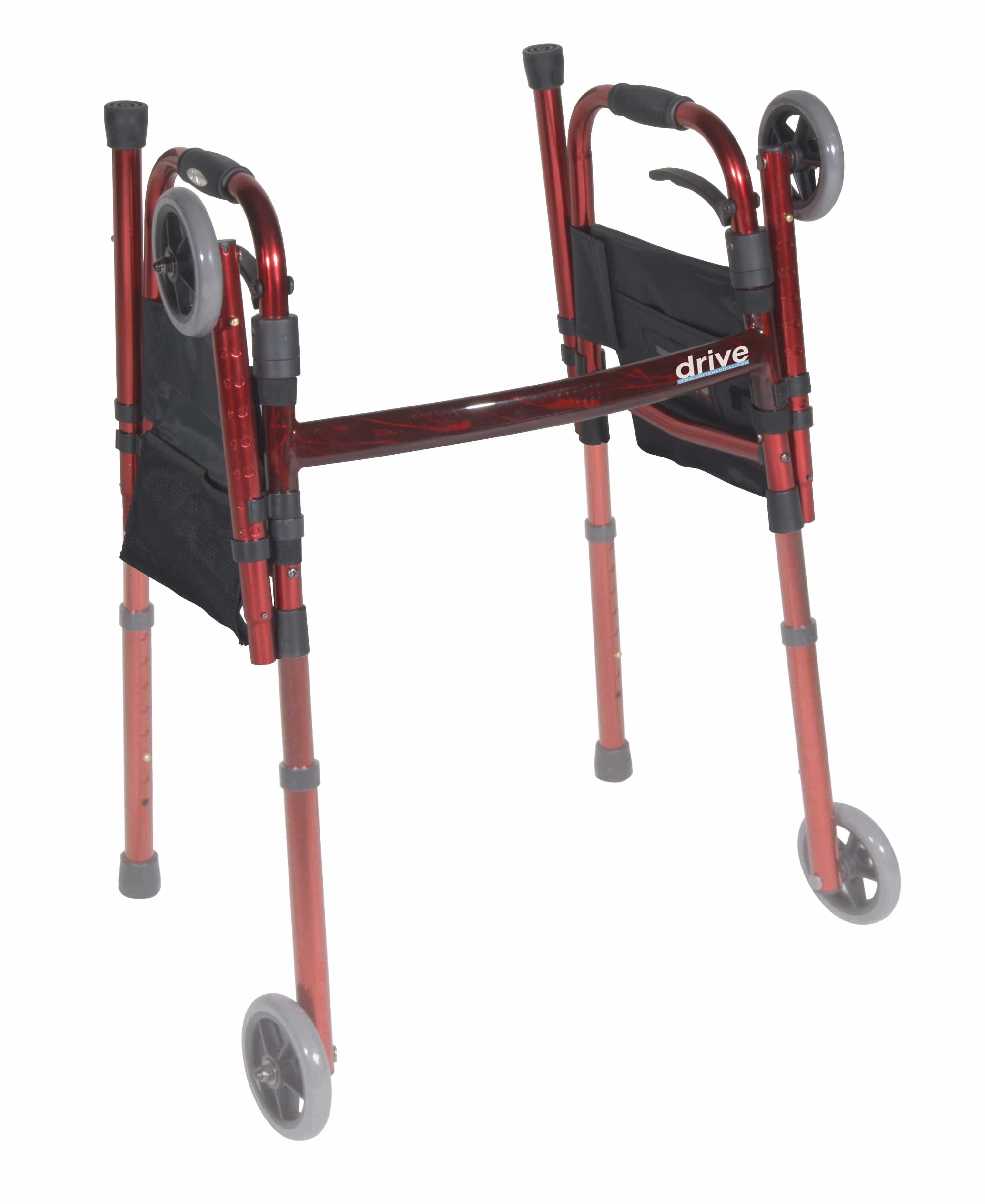Drive Medical Drive Medical Portable Folding Travel Walker with 5" Wheels and Fold up Legs rtl10263kdr