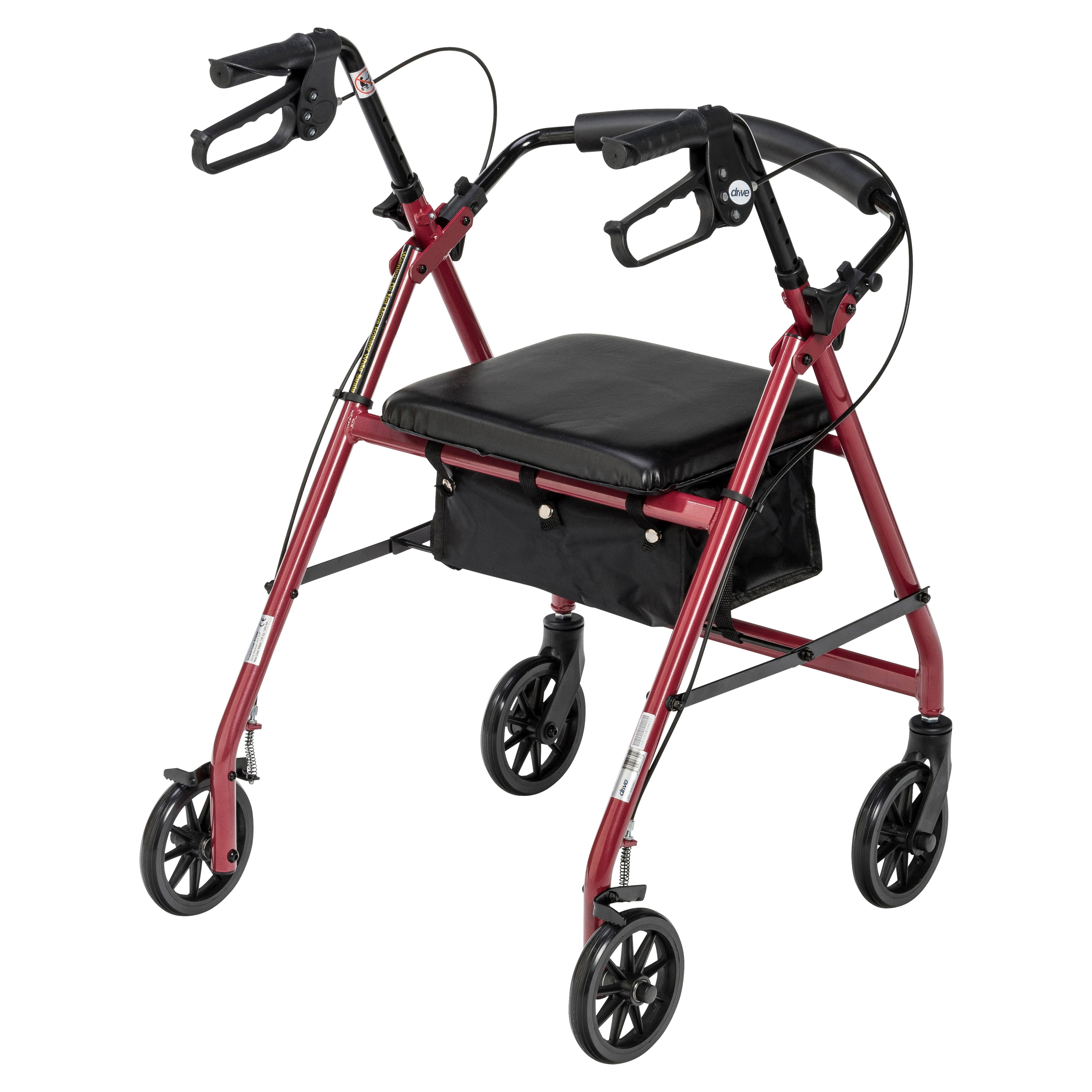 Drive Medical Rollator Rolling Walker with 6" Wheels, Fold Up Removable Back Support and Padded Seat