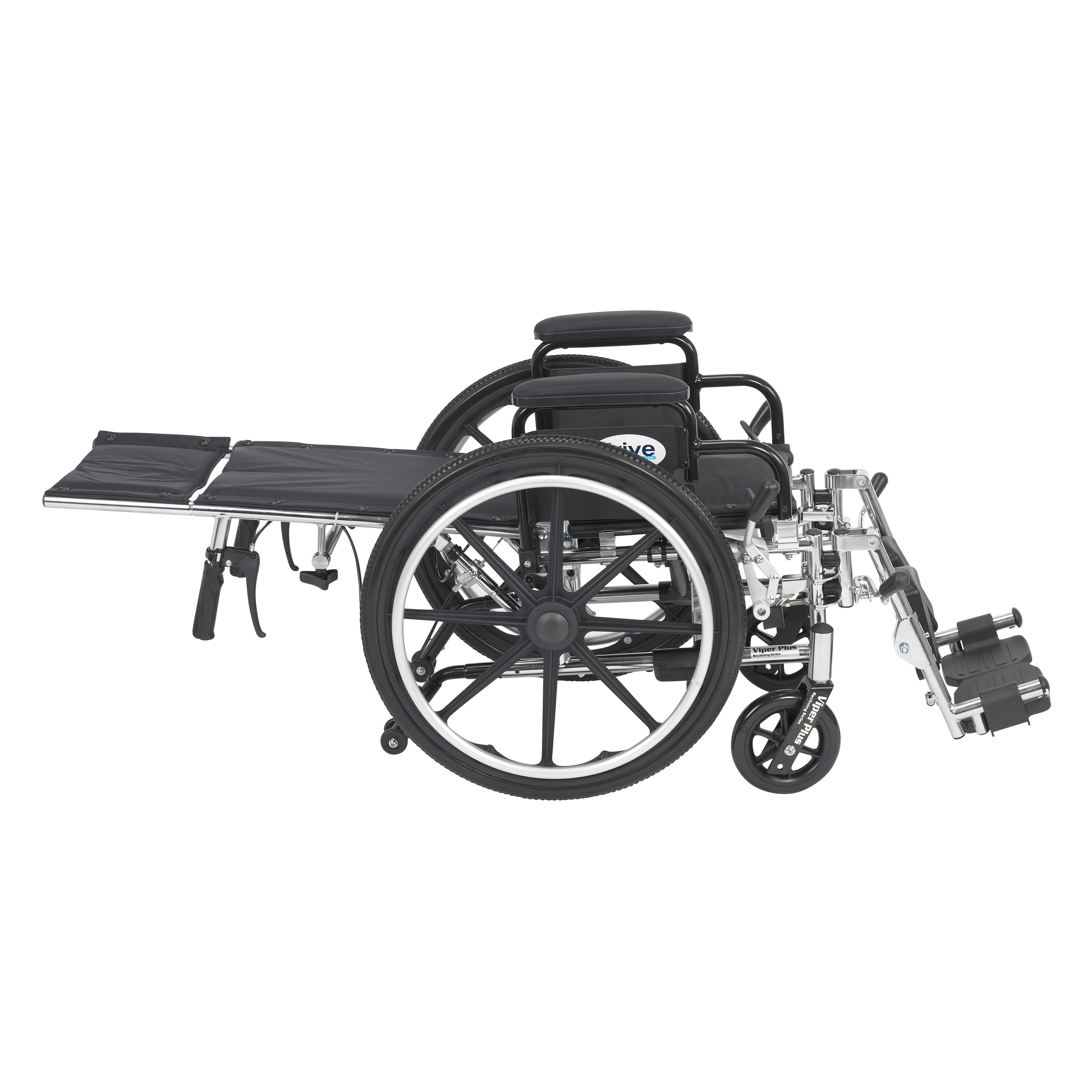 Drive Medical Viper Plus Light Weight Reclining Wheelchair with Elevating Leg rest and Flip Back Detachable Arms
